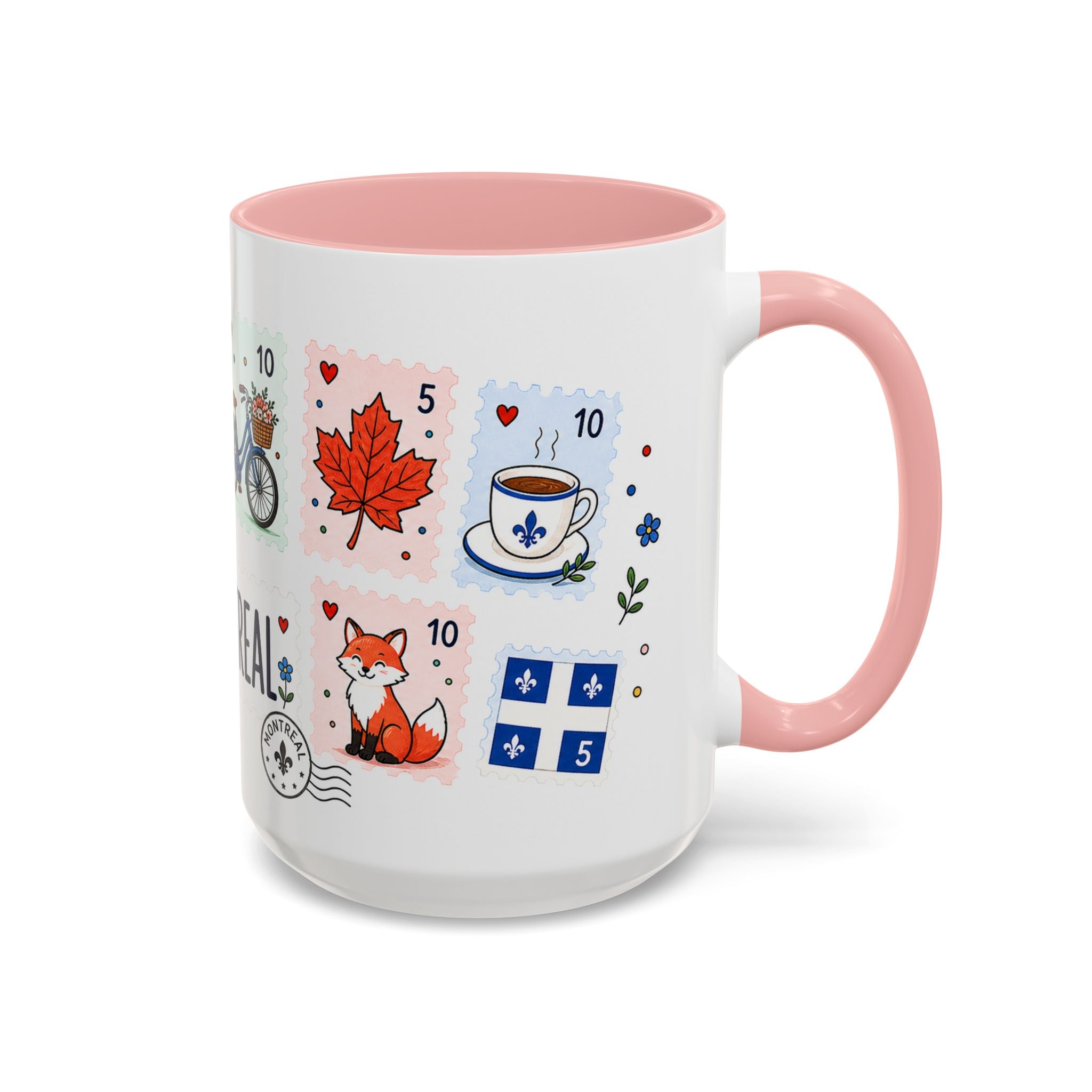 Montreal Coffee Mug | Postage Stamp Collage Mug | Travel Souvenir Accent Cup 11oz 15oz