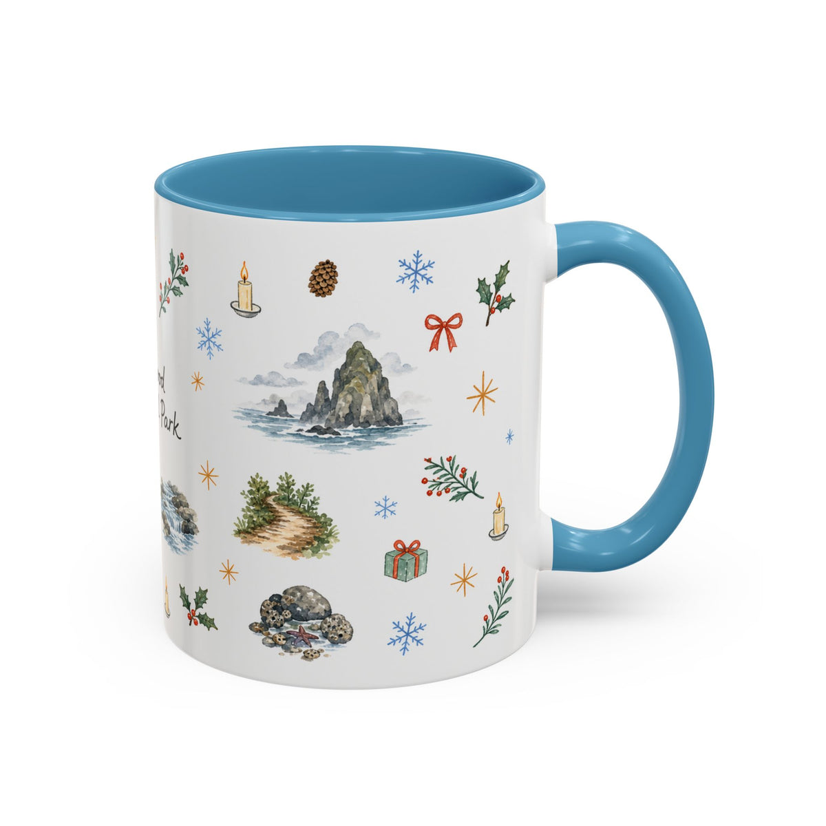 Redwood National Park Christmas Mug | Watercolor Travel Souvenir | Holiday Gift | Accent Ceramic Coffee Cup 11oz 15oz