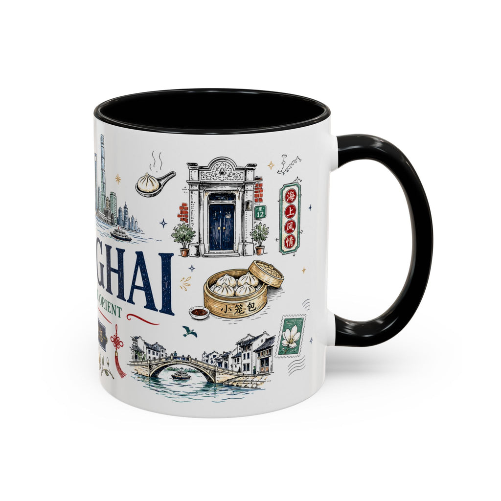Shanghai Coffee Mug | China Souvenir Travel Gift | Accent Color Ceramic 11oz 15oz