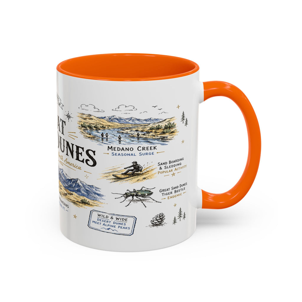 Great Sand Dunes National Park Coffee Mug | Colorado Desert Mountain Dunes Gift | Accent Color Ceramic 11oz 15oz