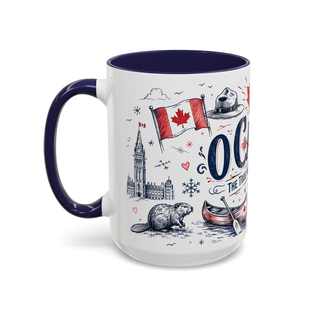 O Canada True North Coffee Mug | Canadian Pride Gift | Accent Color Ceramic 11oz 15oz
