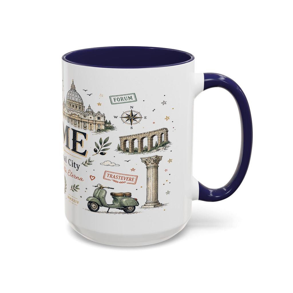 Rome Coffee Mug | Italy Souvenir Travel Gift | Accent Color Ceramic 11oz 15oz