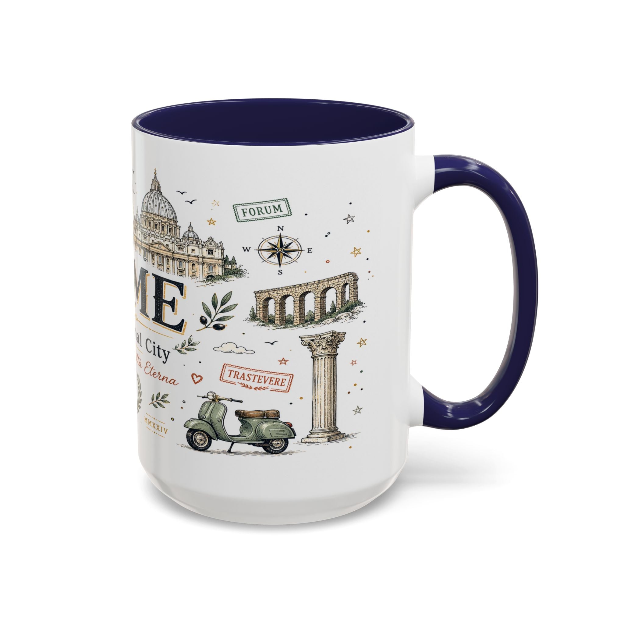 Rome Coffee Mug | Italy Souvenir Travel Gift | Accent Color Ceramic 11oz 15oz
