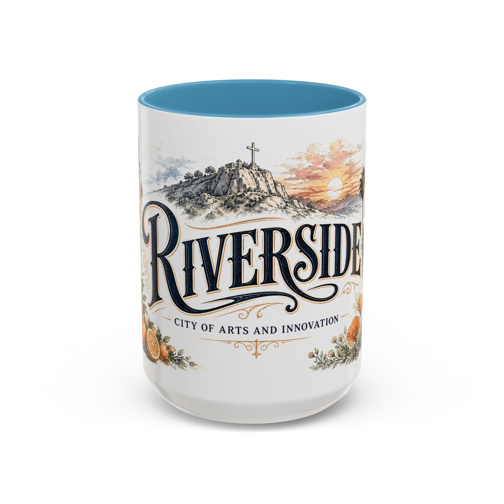 Riverside Coffee Mug | United States Travel Souvenir | Vintage Illustrated City Gift | 11 oz 15 oz Accent Mug