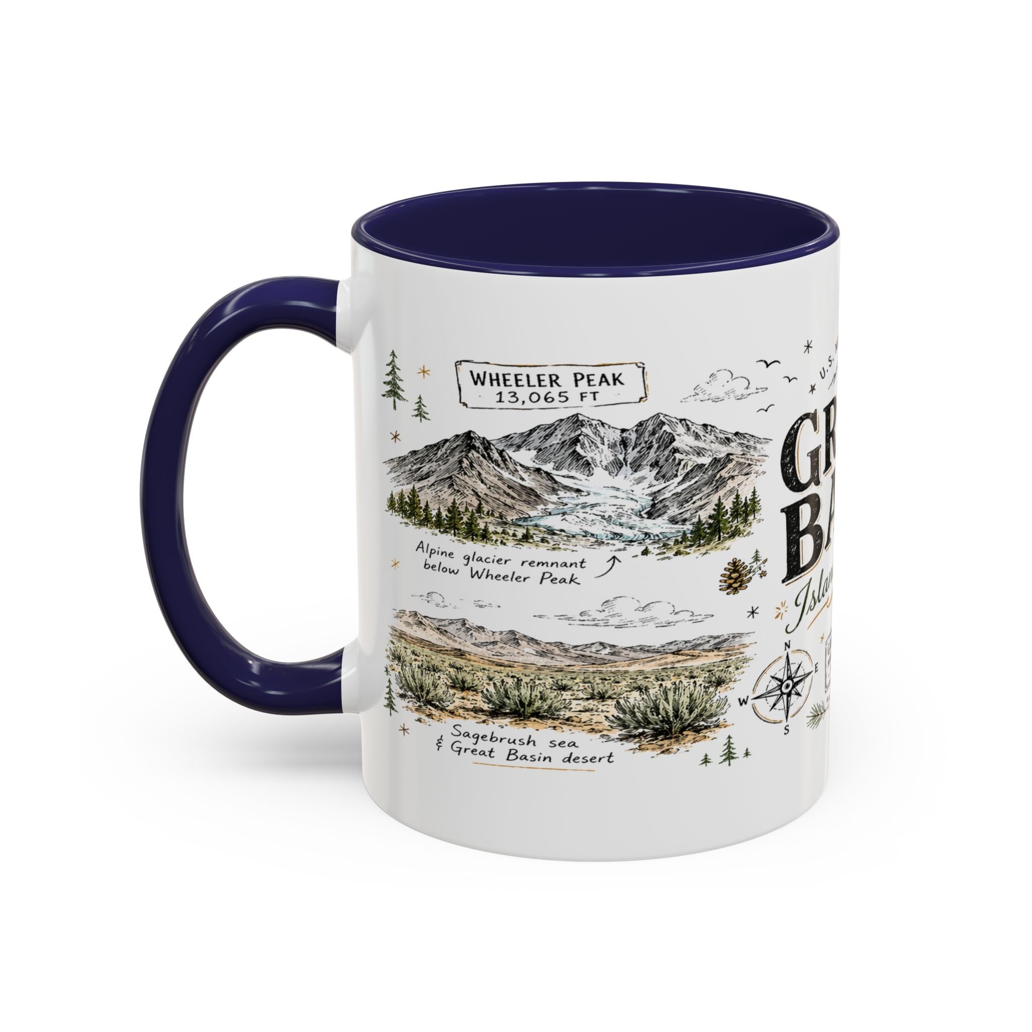 Great Basin National Park Coffee Mug | Nevada Desert Stargazing Hiking Gift | Accent Color Ceramic 11oz 15oz