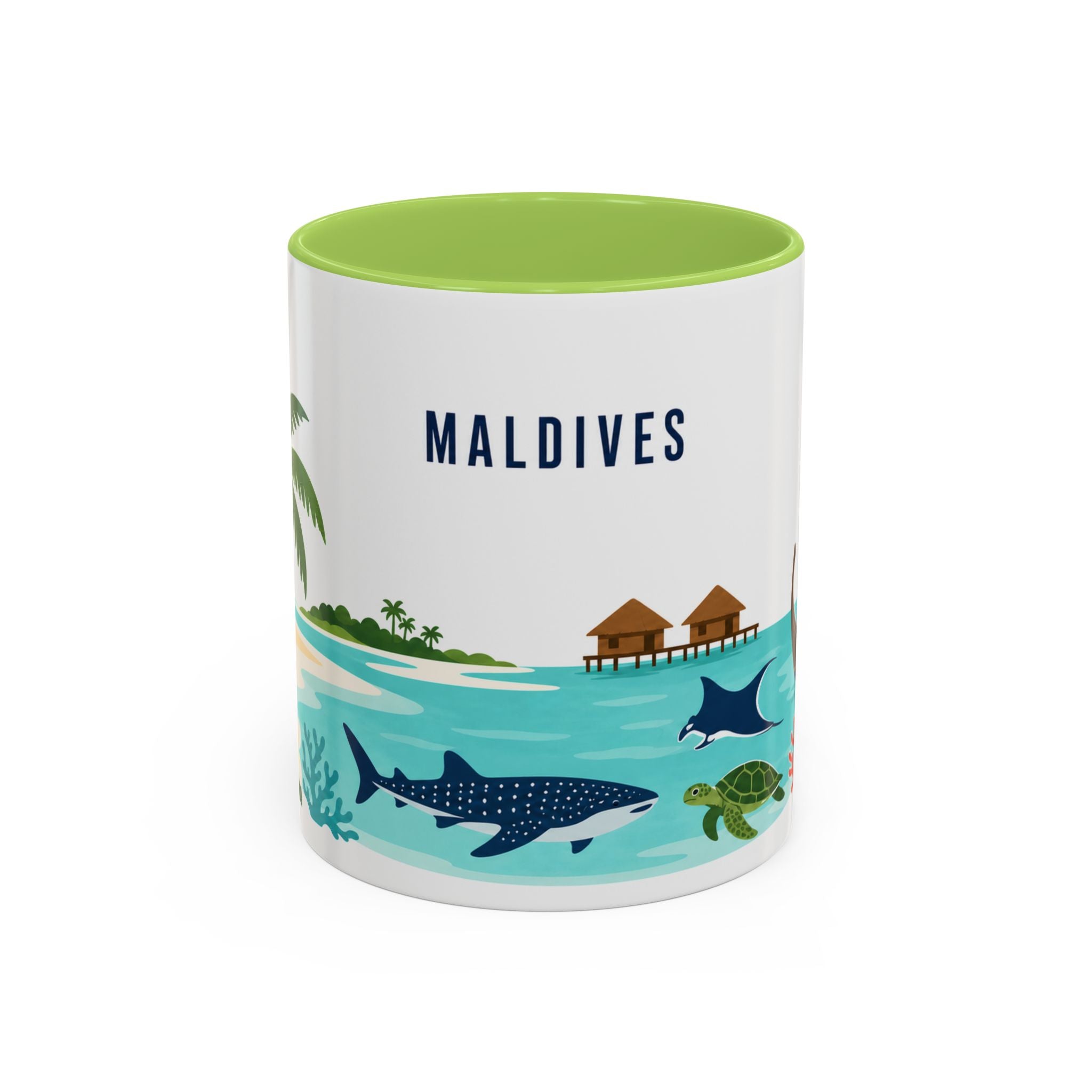 Maldives Coffee Mug | Travel Destination Souvenir Gift | Accent Color Ceramic 11oz 15oz