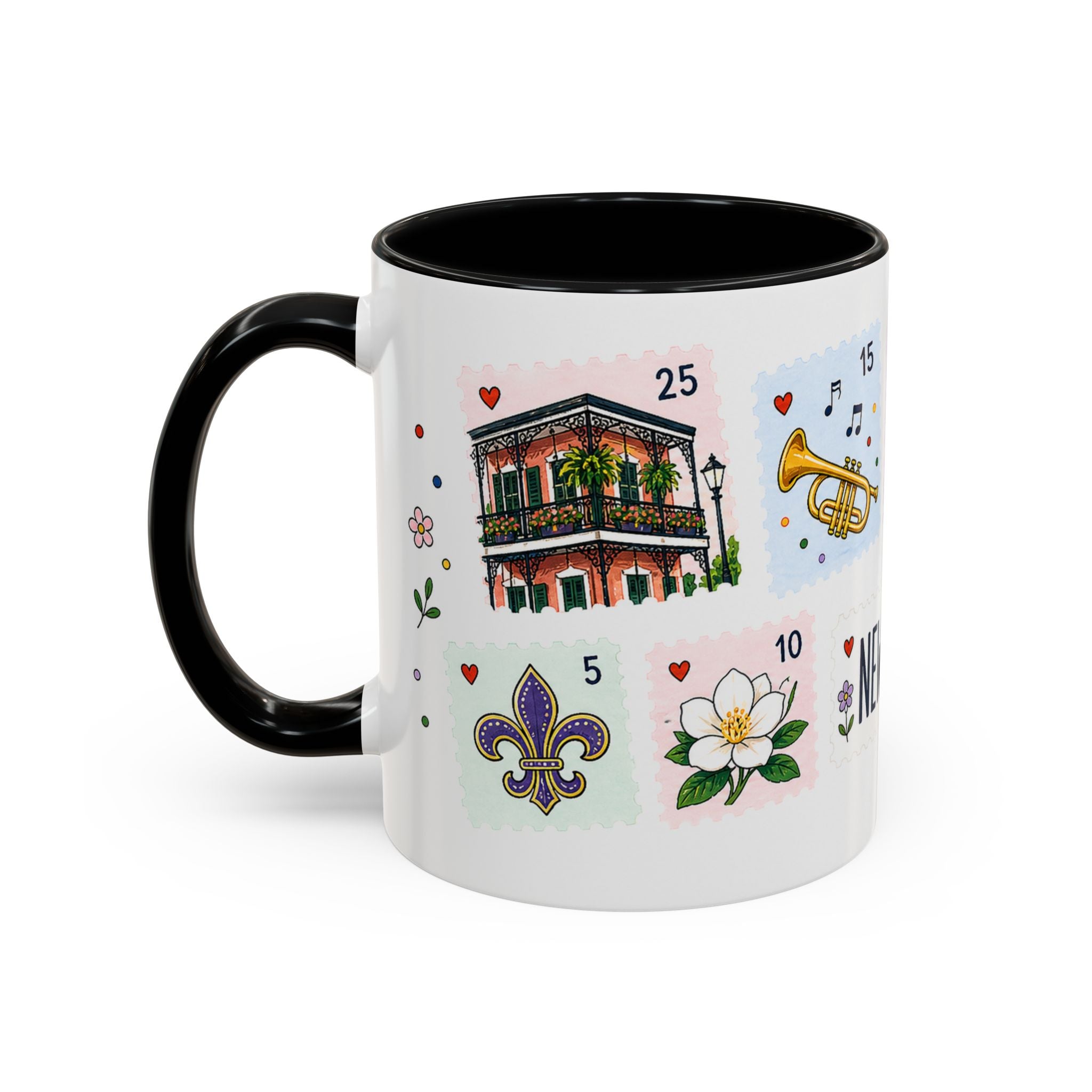 New Orleans Coffee Mug | Postage Stamp Collage Mug | Travel Souvenir Accent Cup 11oz 15oz