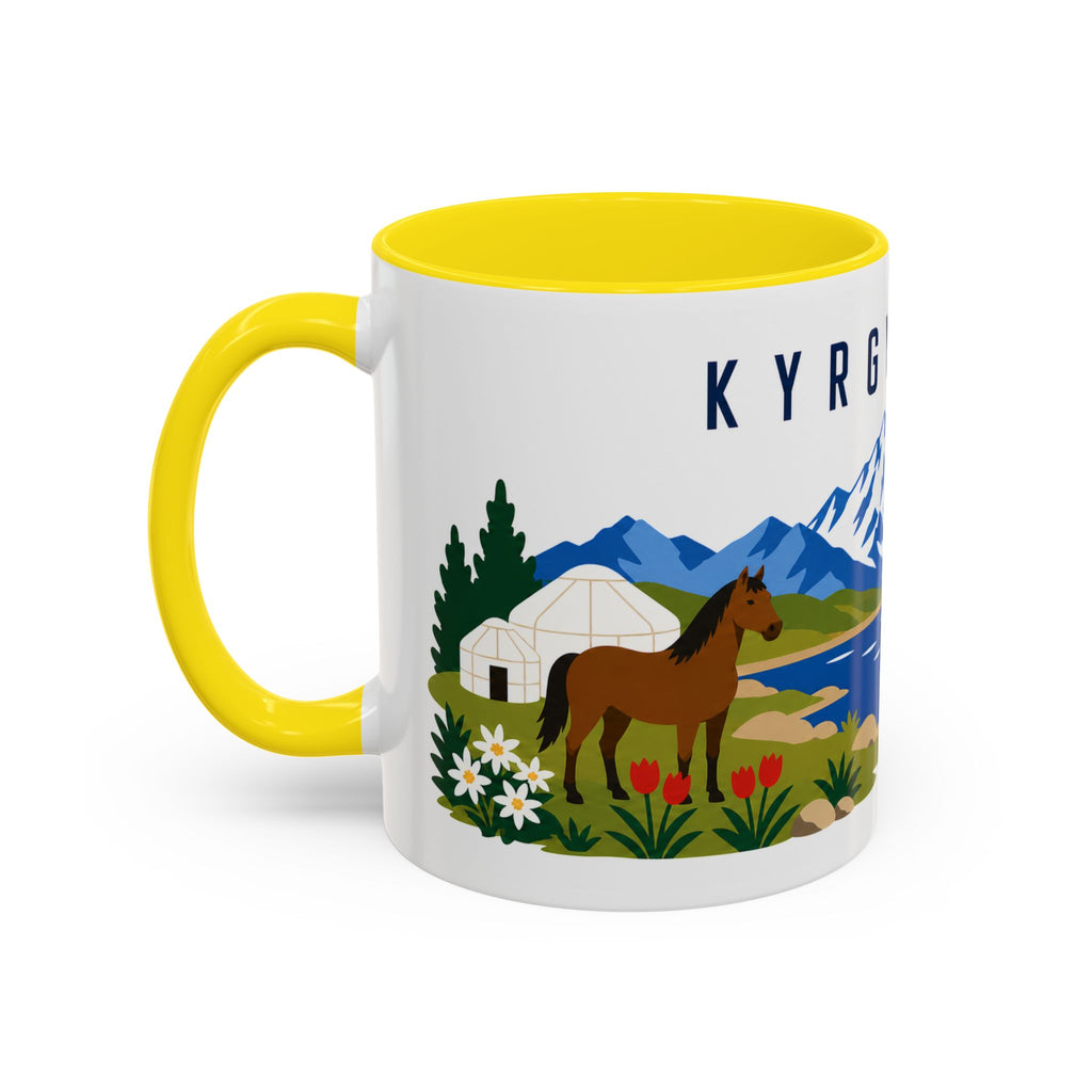Kyrgyzstan Coffee Mug | Travel Souvenir Accent Mug | Country Gift Ceramic Cup 11oz 15oz