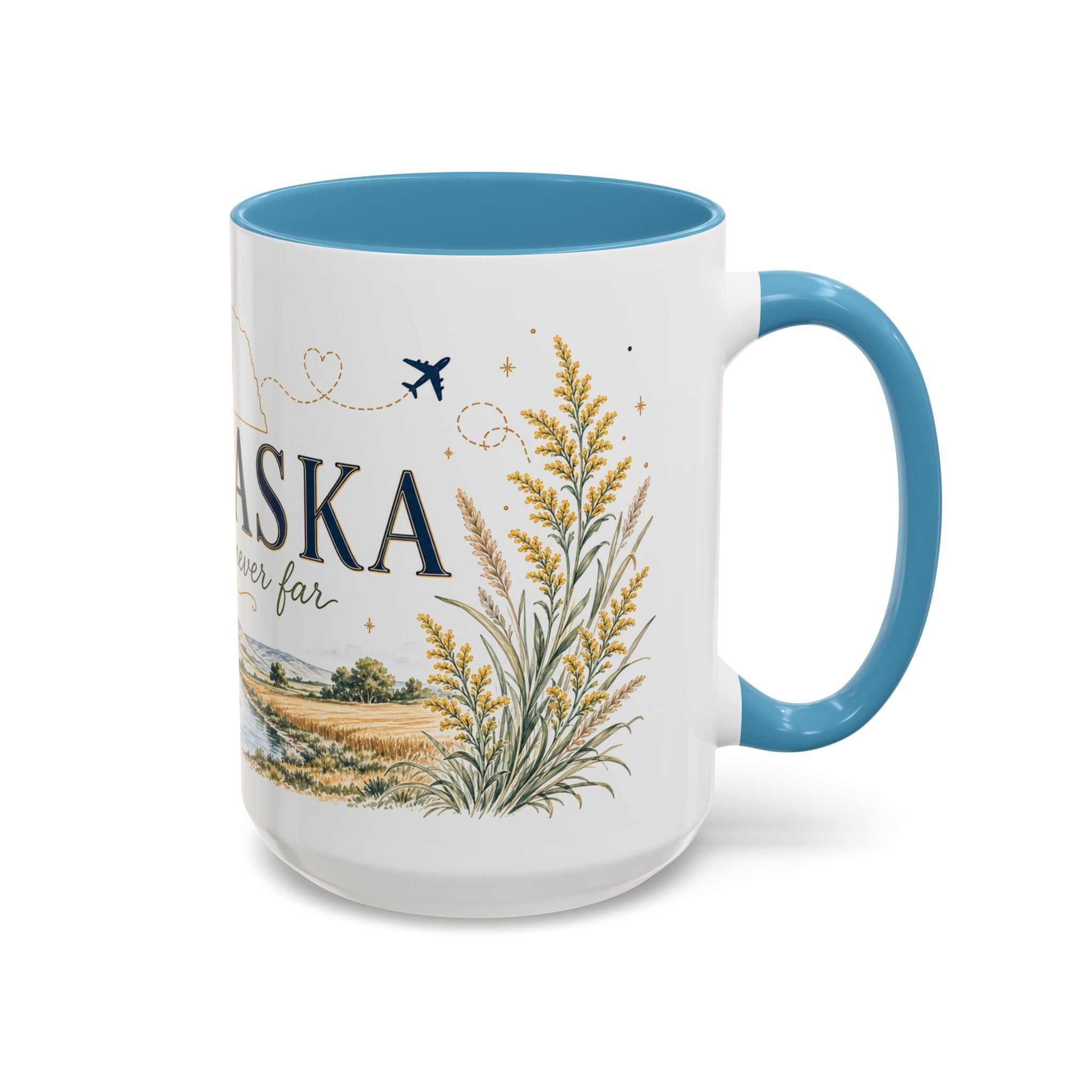 Nebraska State Mug | Moving Away, Long Distance Friendship Gift | Botanical Landscape Accent Mug