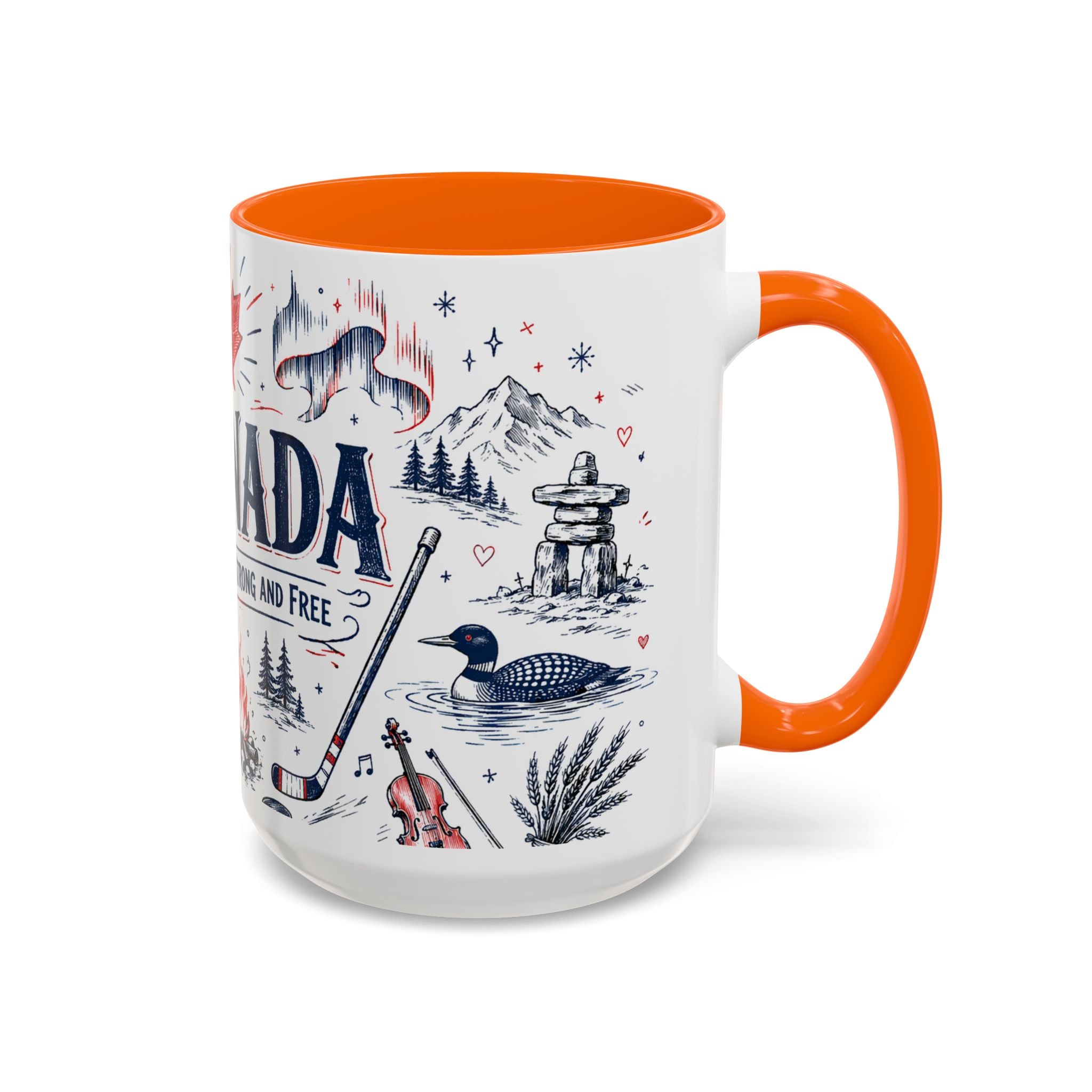 O Canada True North Coffee Mug | Canadian Pride Gift | Accent Color Ceramic 11oz 15oz