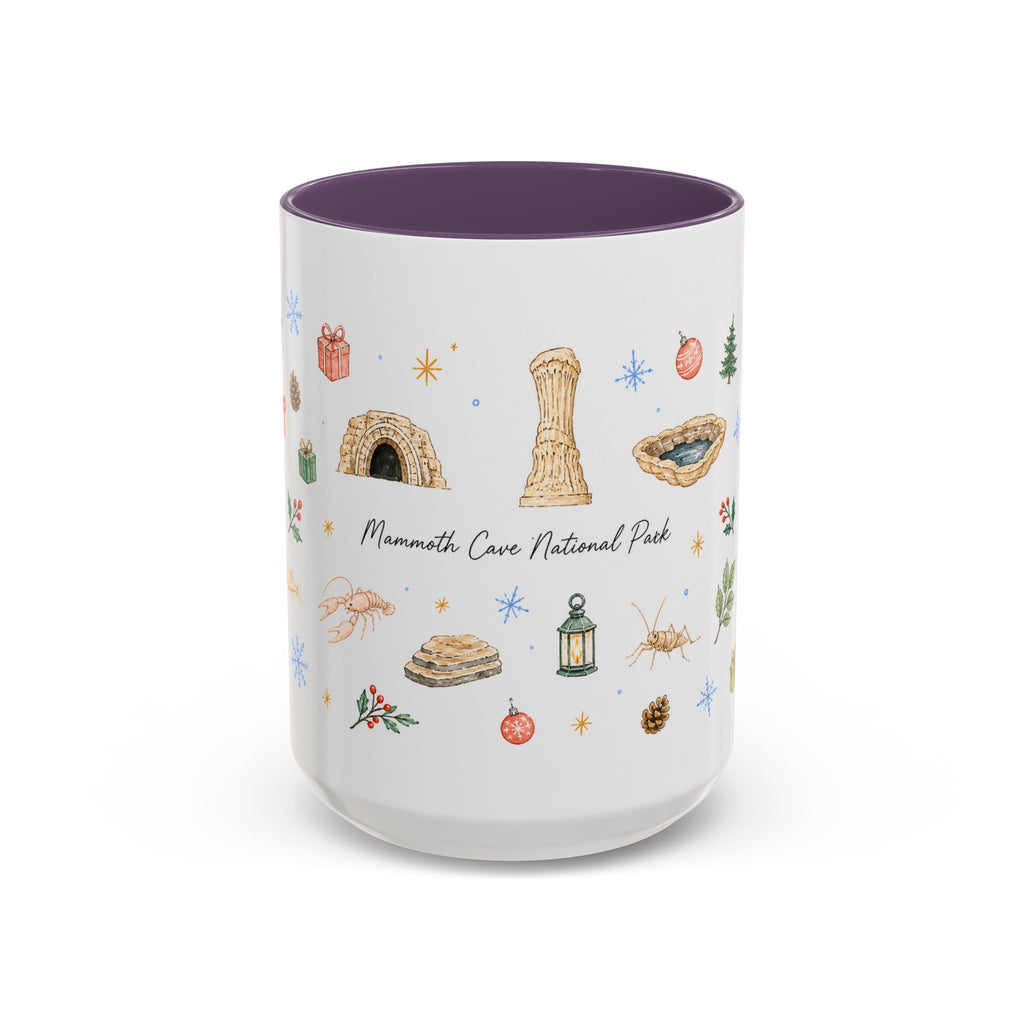 Mammoth Cave National Park Christmas Mug | Watercolor Travel Souvenir | Holiday Gift | Accent Ceramic Coffee Cup 11oz 15oz