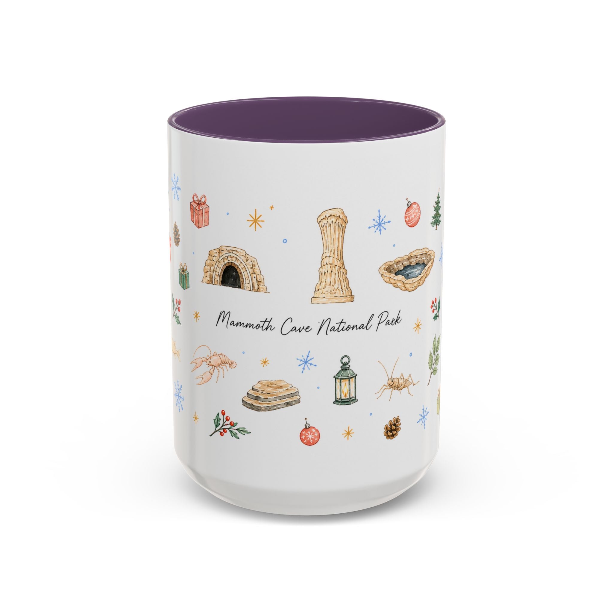 Mammoth Cave National Park Christmas Mug | Watercolor Travel Souvenir | Holiday Gift | Accent Ceramic Coffee Cup 11oz 15oz