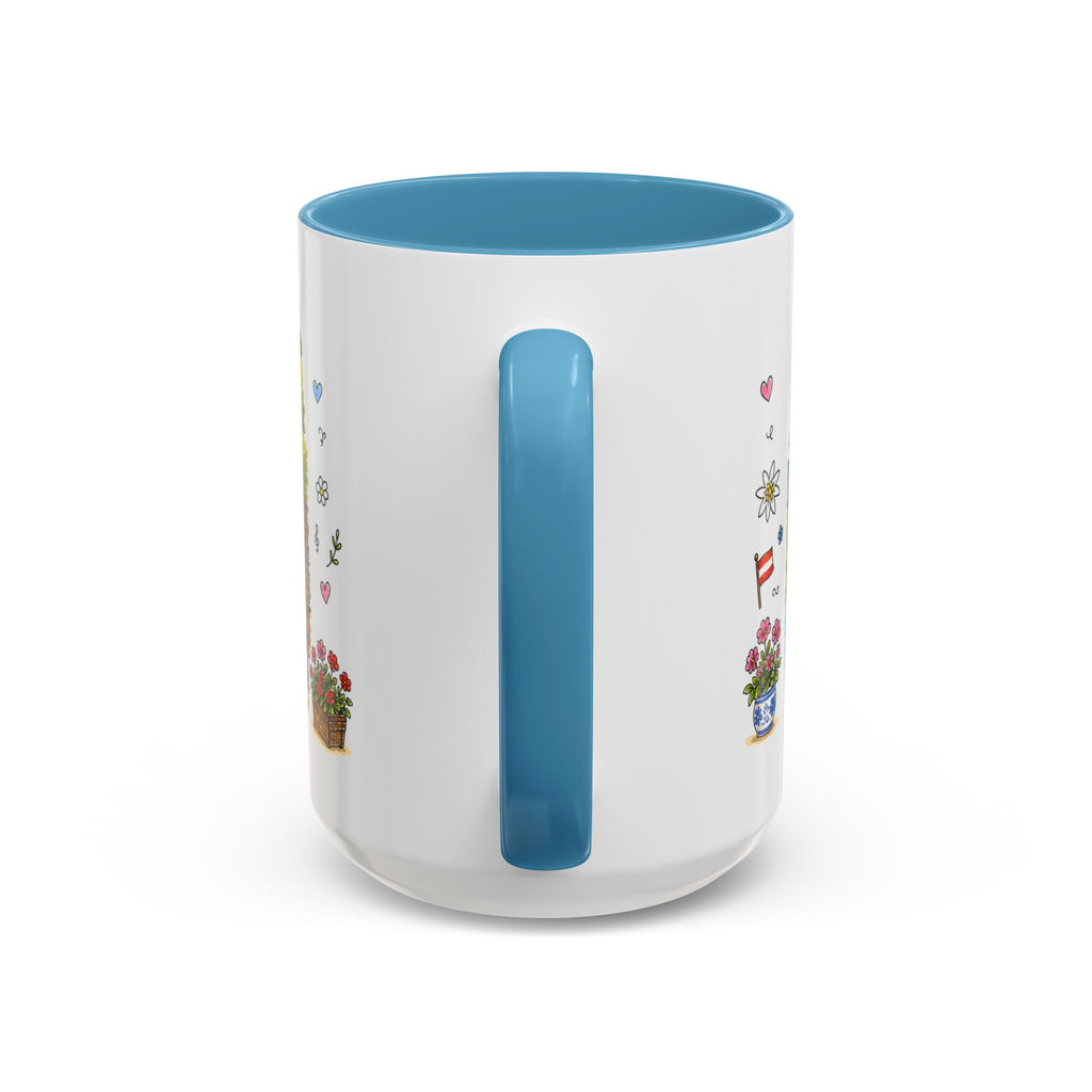 Hallstatt Illustrated Travel Mug | Austria Souvenir Accent Coffee Mug | 11oz 15oz Ceramic Cup