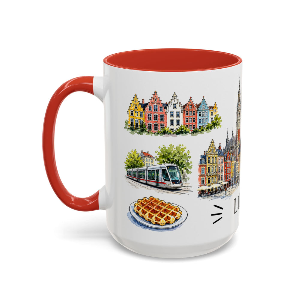 Lille Illustrated Travel Mug | City Souvenir Accent Coffee Mug | 11oz 15oz Ceramic Cup