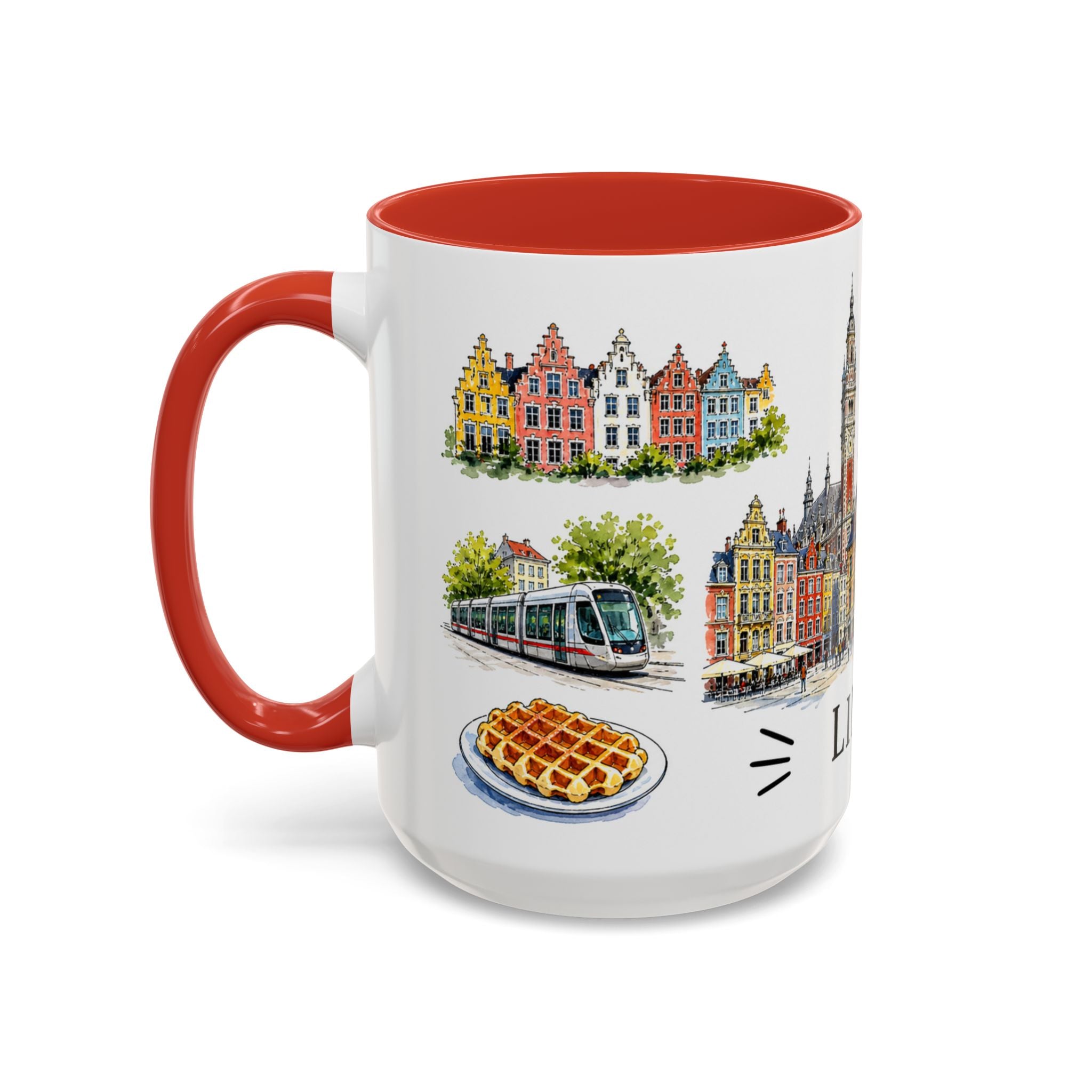 Lille Illustrated Travel Mug | City Souvenir Accent Coffee Mug | 11oz 15oz Ceramic Cup