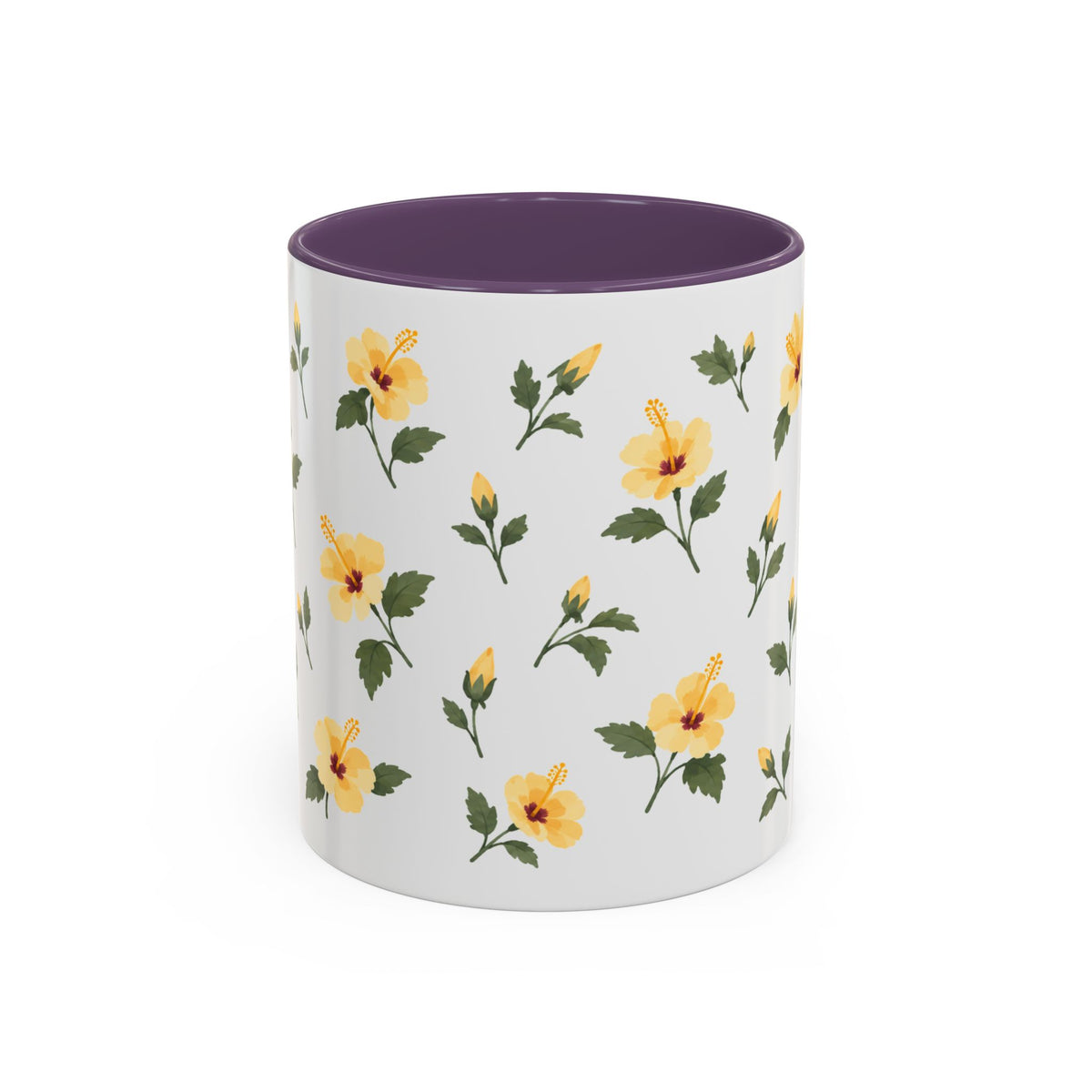 Hawaii Yellow hibiscus Mug, State Flower Floral Coffee Cup, 11oz Botanical Gift