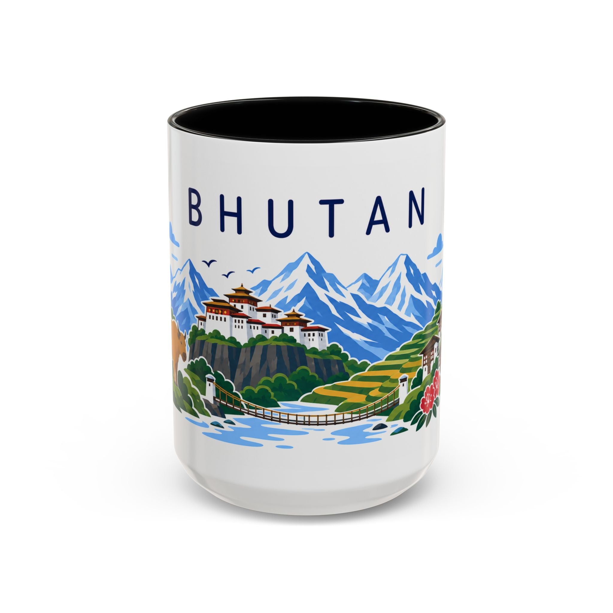 Bhutan Coffee Mug | Travel Souvenir Accent Mug | Country Gift Ceramic Cup 11oz 15oz
