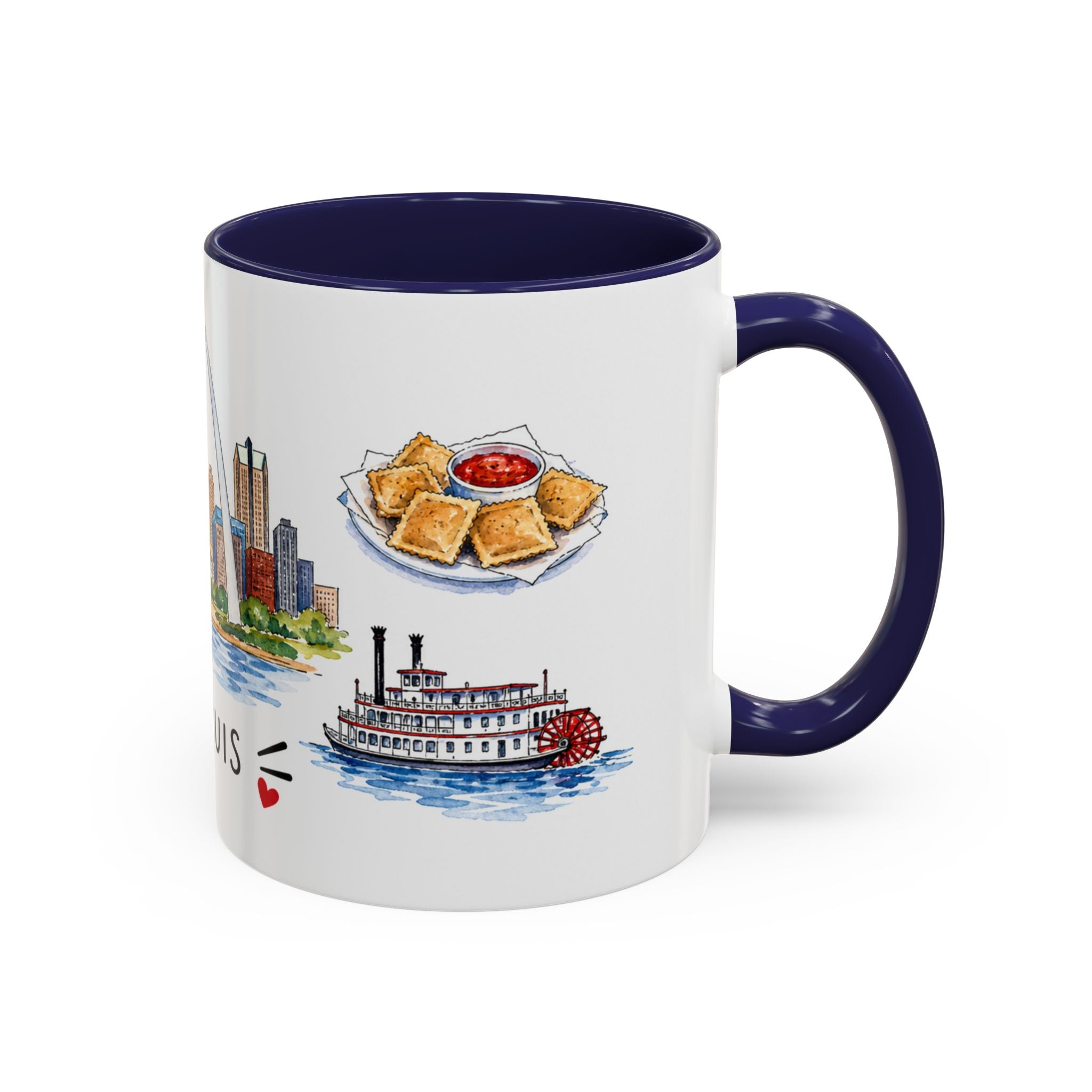 St. Louis Illustrated Travel Mug | City Souvenir Accent Coffee Mug | 11oz 15oz Ceramic Cup