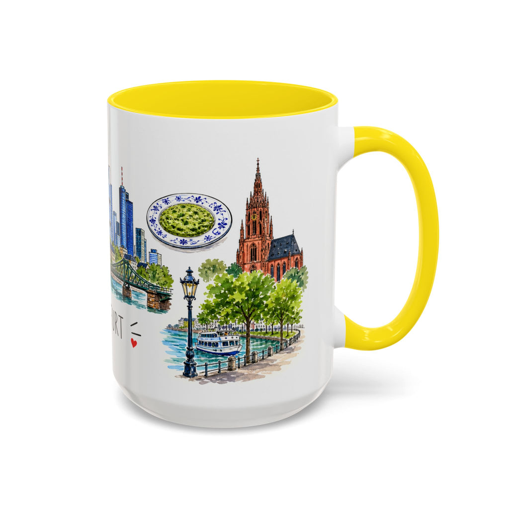 Frankfurt Illustrated Travel Mug | City Souvenir Accent Coffee Mug | 11oz 15oz Ceramic Cup
