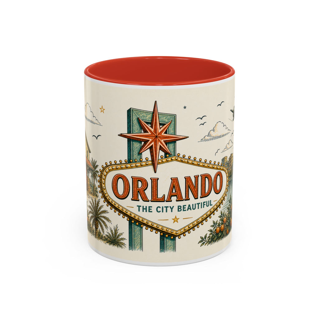 Orlando Coffee Mug | United States Travel Souvenir | Vintage Illustrated City Gift | 11 oz 15 oz Accent Mug