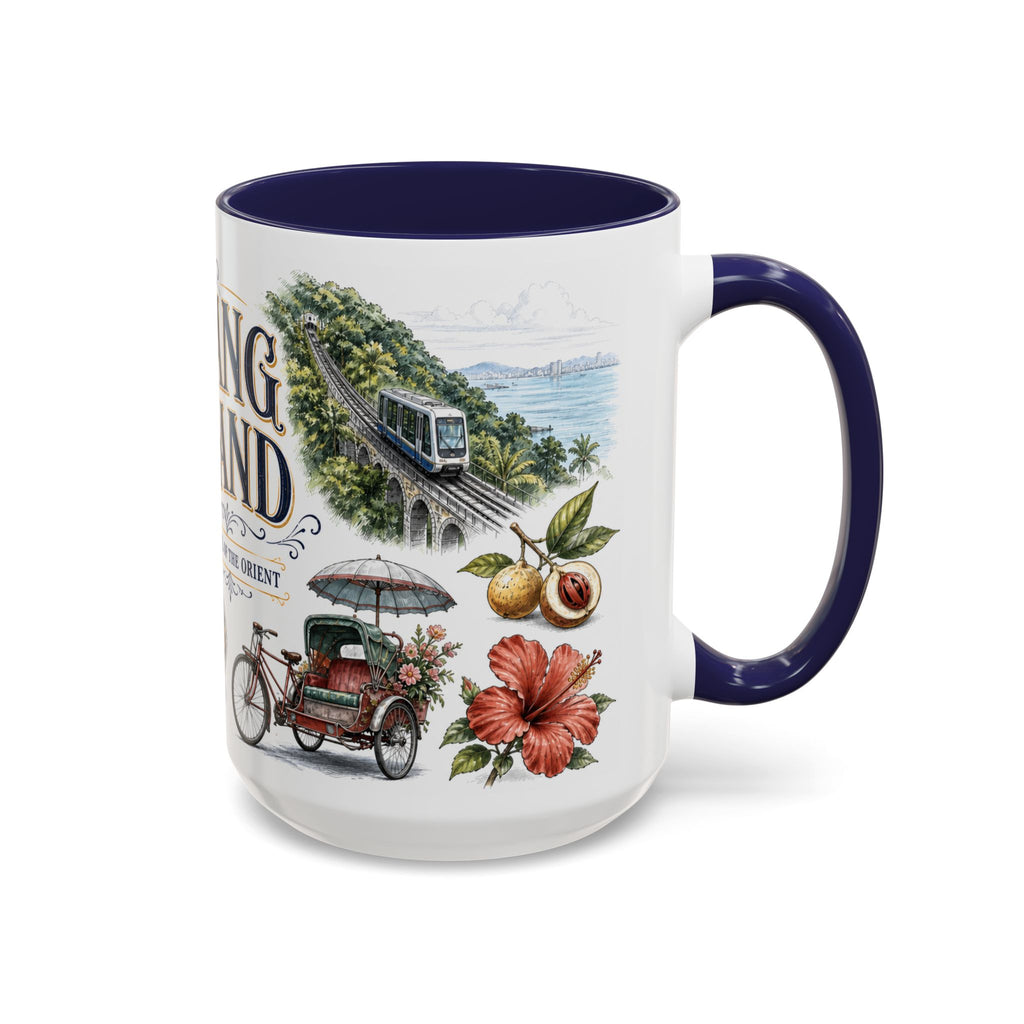 Penang Island Coffee Mug | Malaysia Travel Souvenir | Vintage Illustrated City Gift | 11 oz 15 oz Accent Mug