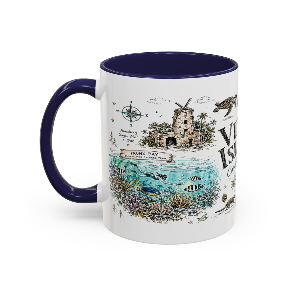 Virgin Islands National Park Coffee Mug | Caribbean Beach Snorkeling Reef Gift | Accent Color Ceramic 11oz 15oz