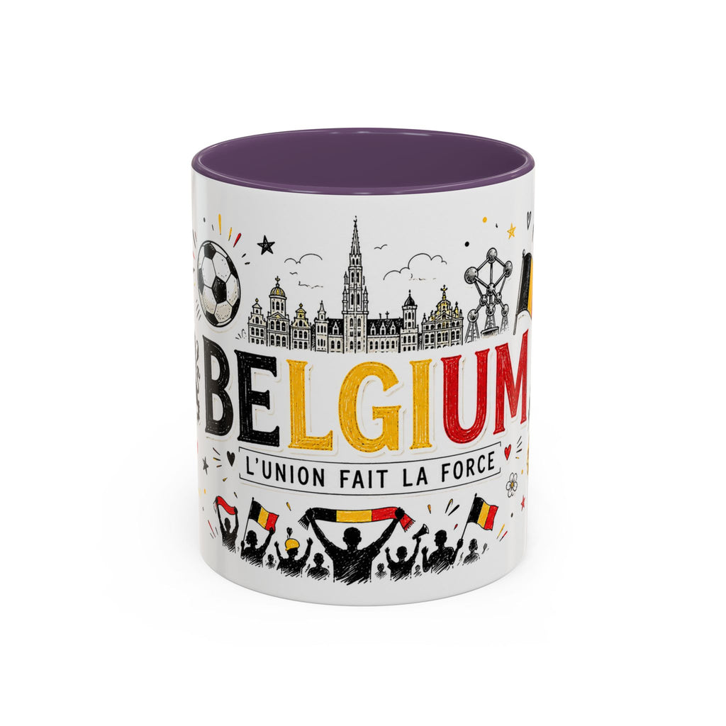 Belgium Soccer Coffee Mug | Soccer Fan Gift | Accent Color Ceramic 11oz 15oz Match Day Cup