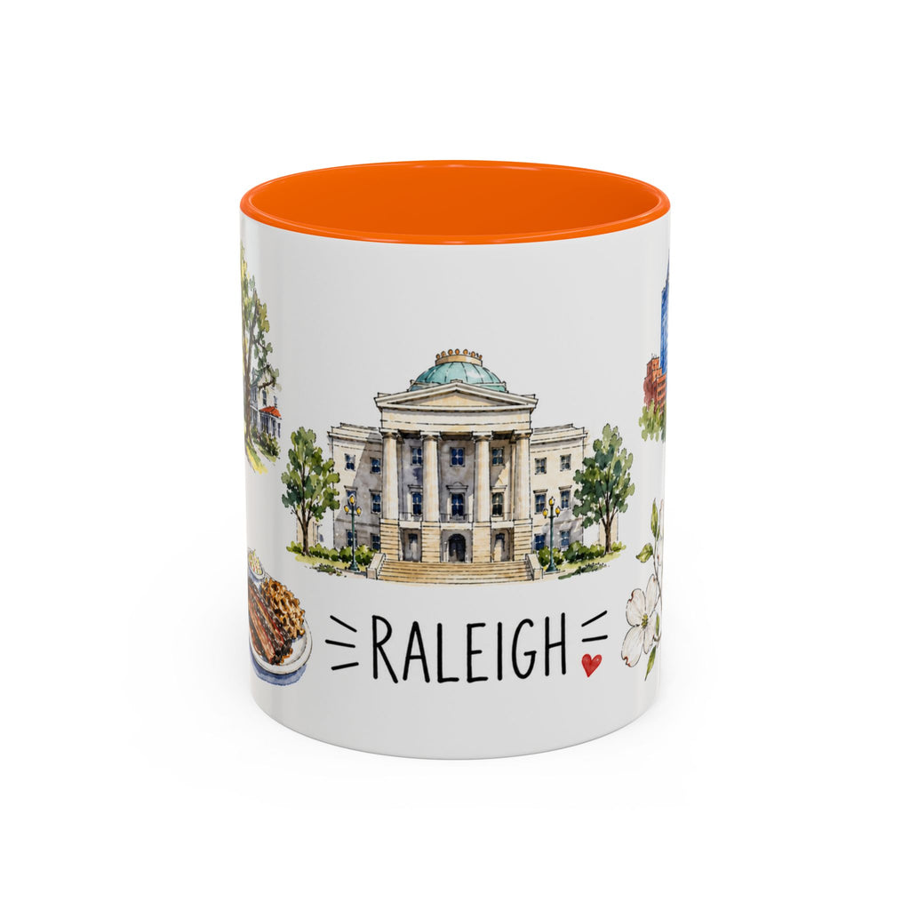Raleigh Illustrated Travel Mug | City Souvenir Accent Coffee Mug | 11oz 15oz Ceramic Cup