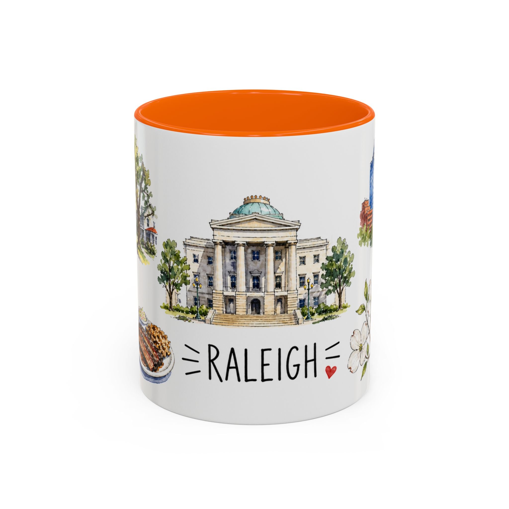 Raleigh Illustrated Travel Mug | City Souvenir Accent Coffee Mug | 11oz 15oz Ceramic Cup