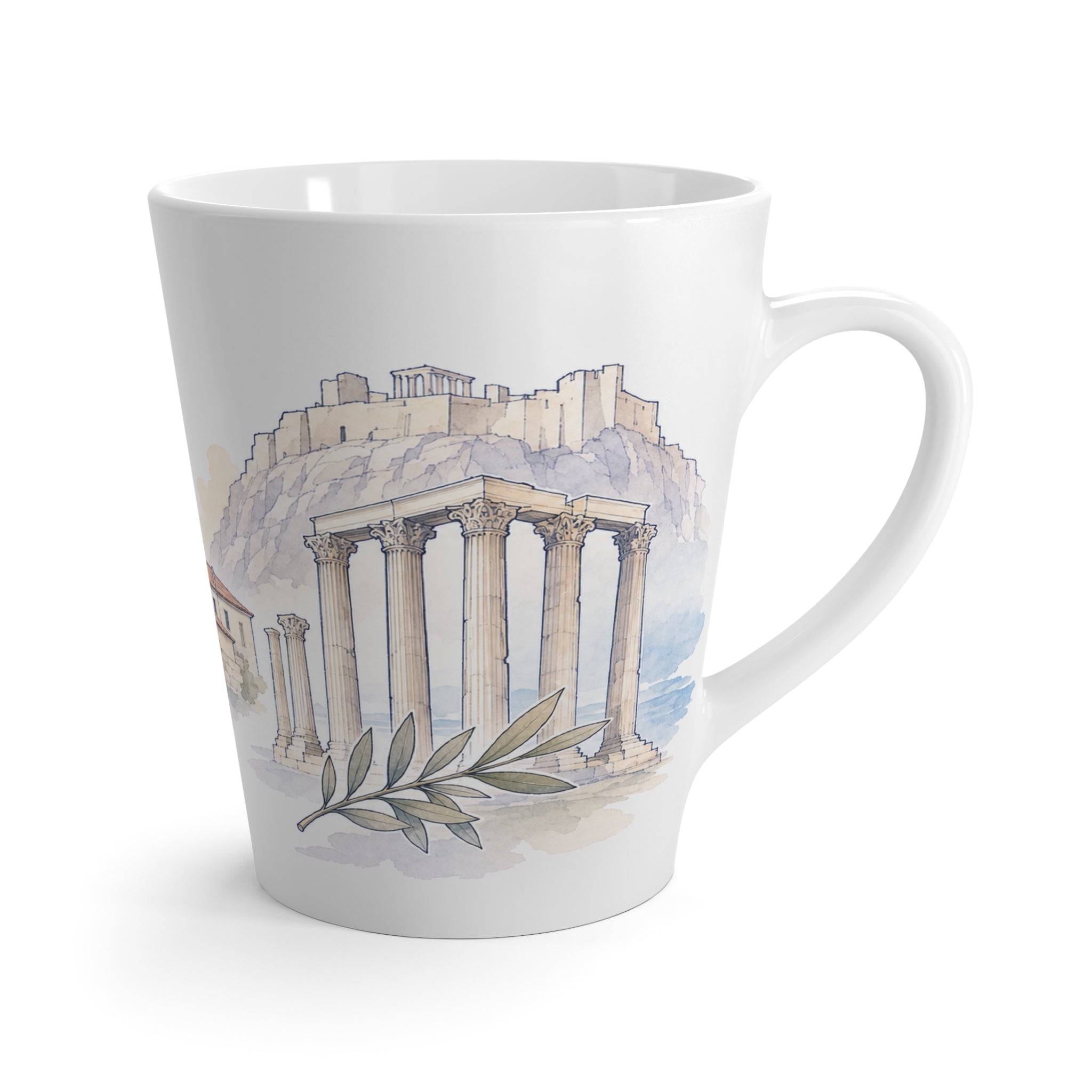 Athens Latte Mug | Watercolor City Travel Mug | 12 oz Ceramic Souvenir Gift