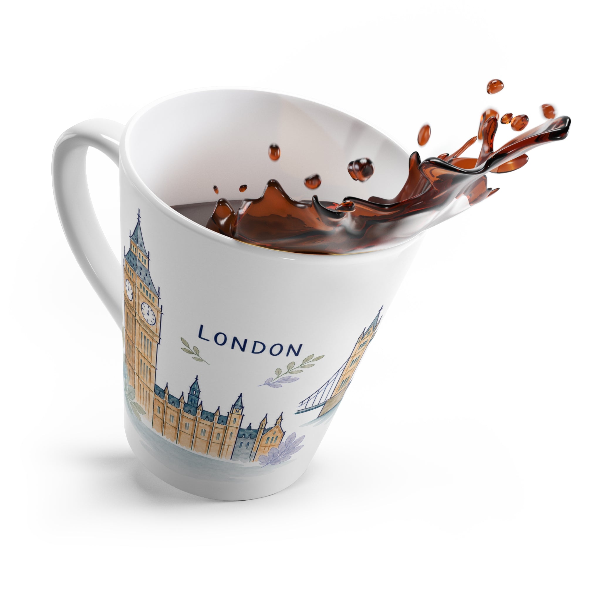 London Latte Mug | Watercolor City Travel Mug | 12 oz Ceramic Souvenir Gift