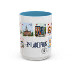 Philadelphia Coffee Mug | Postage Stamp Collage Mug | Travel Souvenir Accent Cup 11oz 15oz