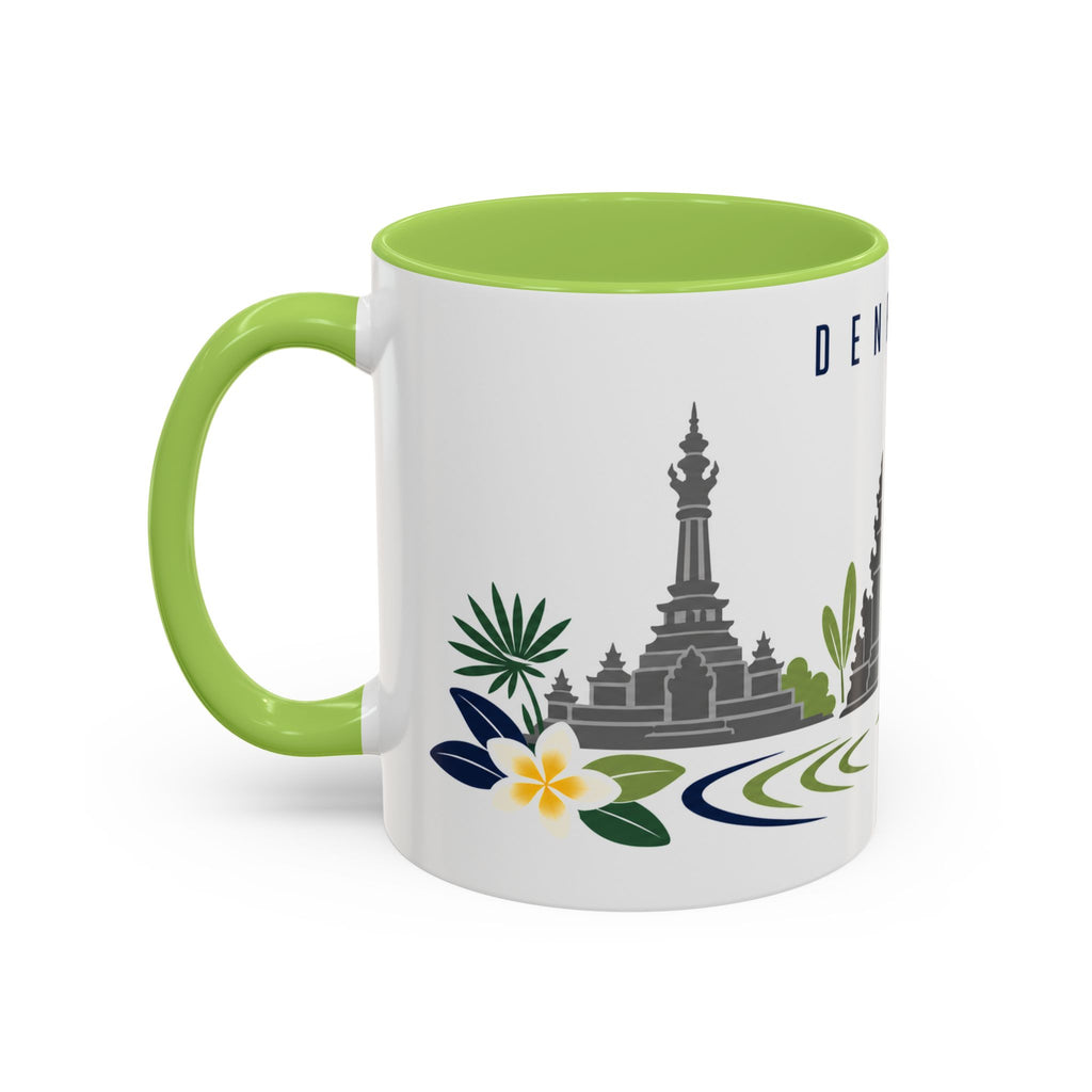 Denpasar Coffee Mug | Indonesia Travel Souvenir | Porcelain Decal City Gift | 11oz 15oz Accent Mug