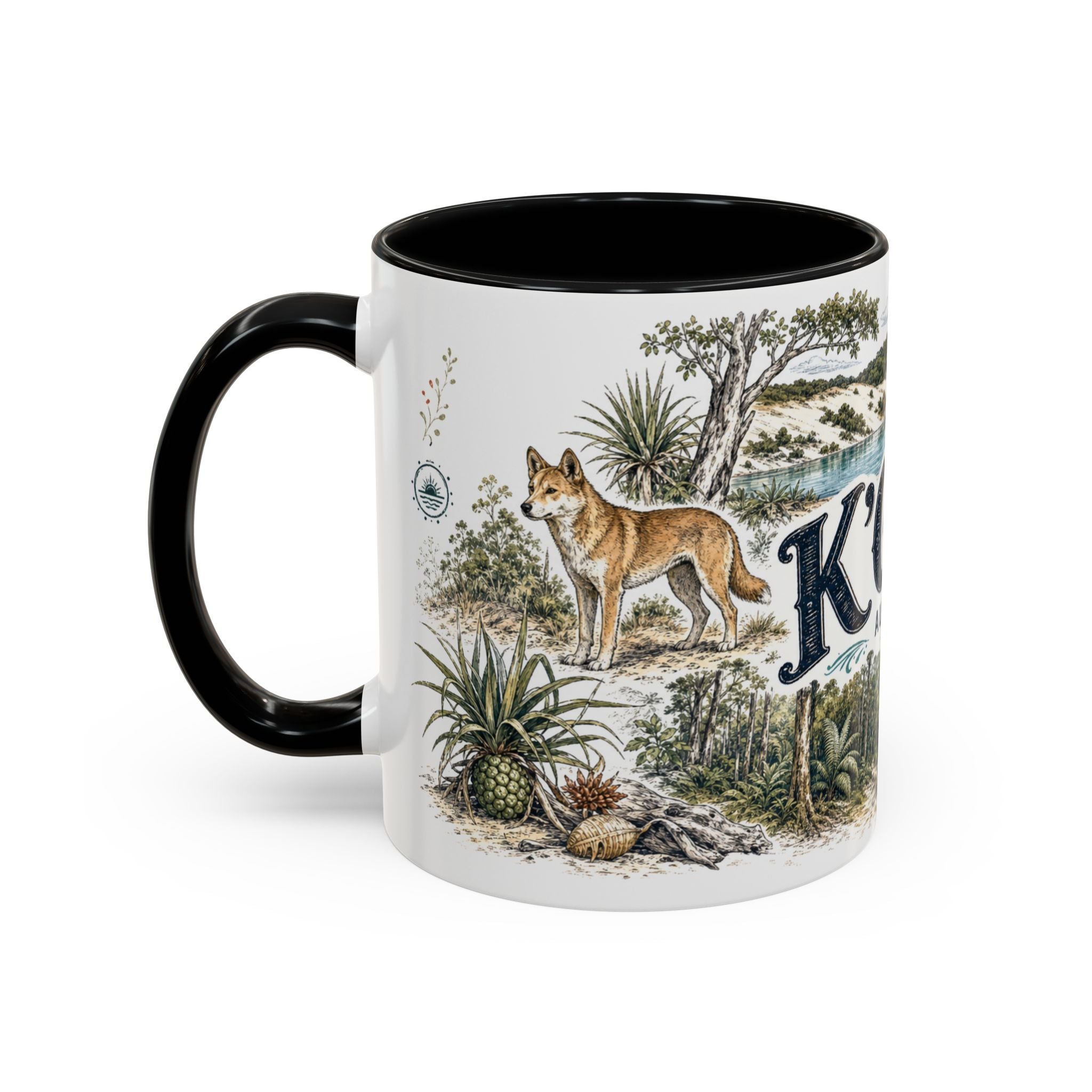 K'gari Mug, Australia Travel Souvenir, Bucket List Gift, Accent Ceramic Coffee Mug 11oz 15oz