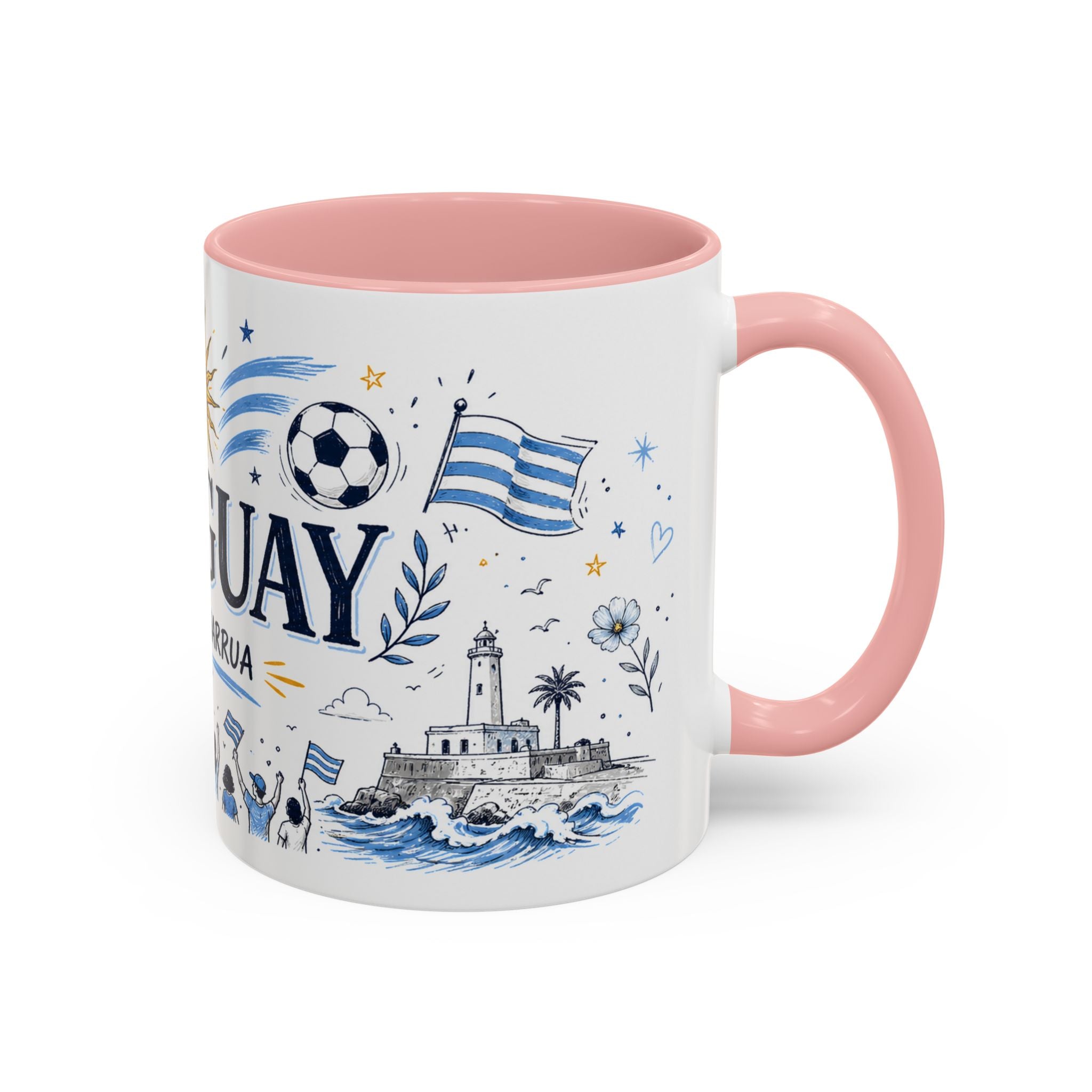 Uruguay Soccer Coffee Mug | World Cup Fan Gift | Accent Color Ceramic 11oz 15oz Match Day Cup