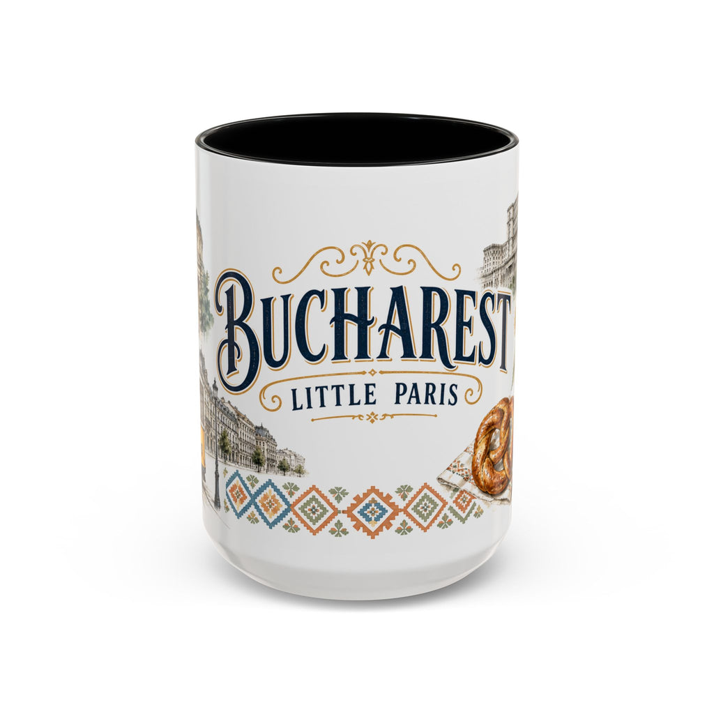 Bucharest Coffee Mug | Romania Travel Souvenir | Vintage Illustrated City Gift | 11 oz 15 oz Accent Mug