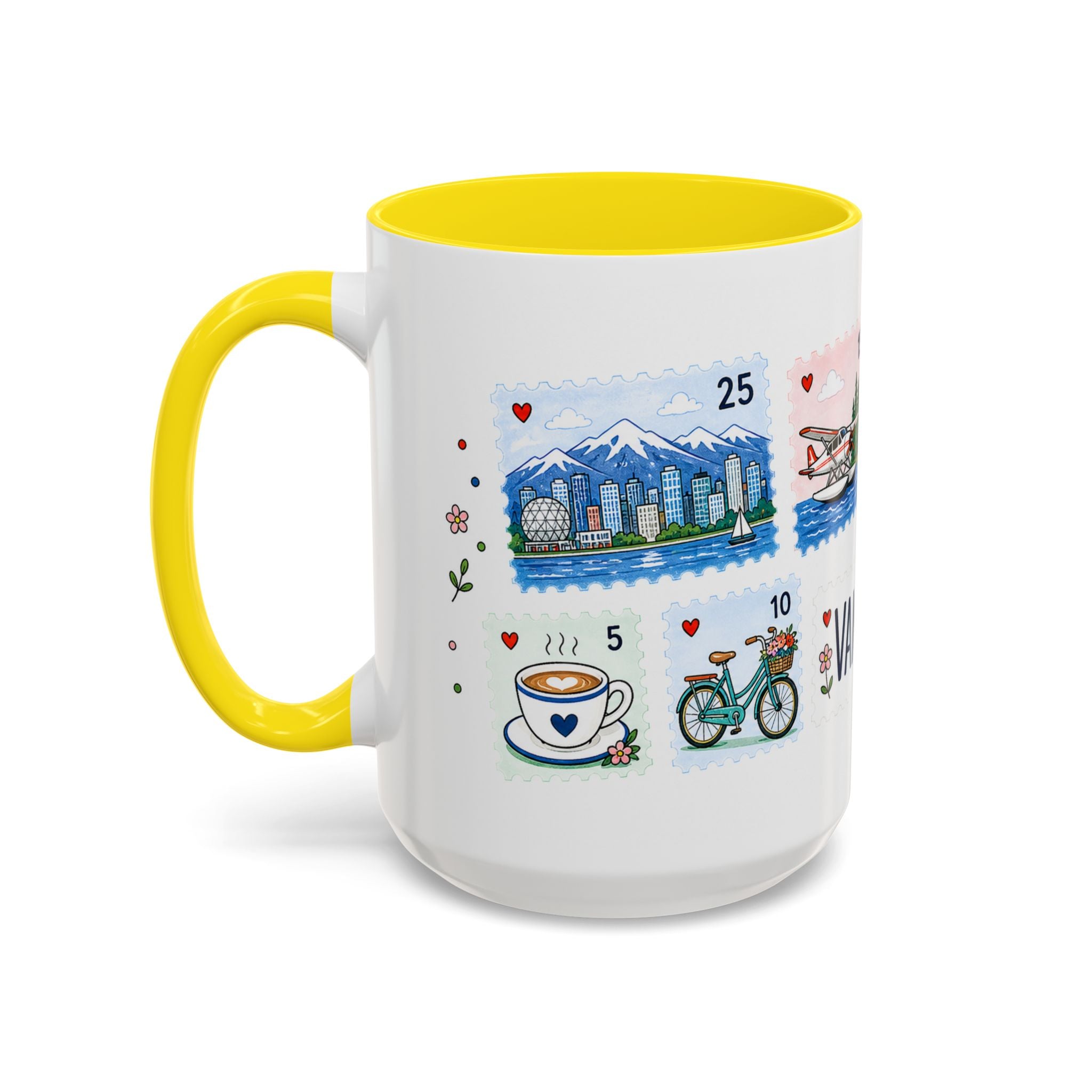 Vancouver Coffee Mug | Postage Stamp Collage Mug | Travel Souvenir Accent Cup 11oz 15oz