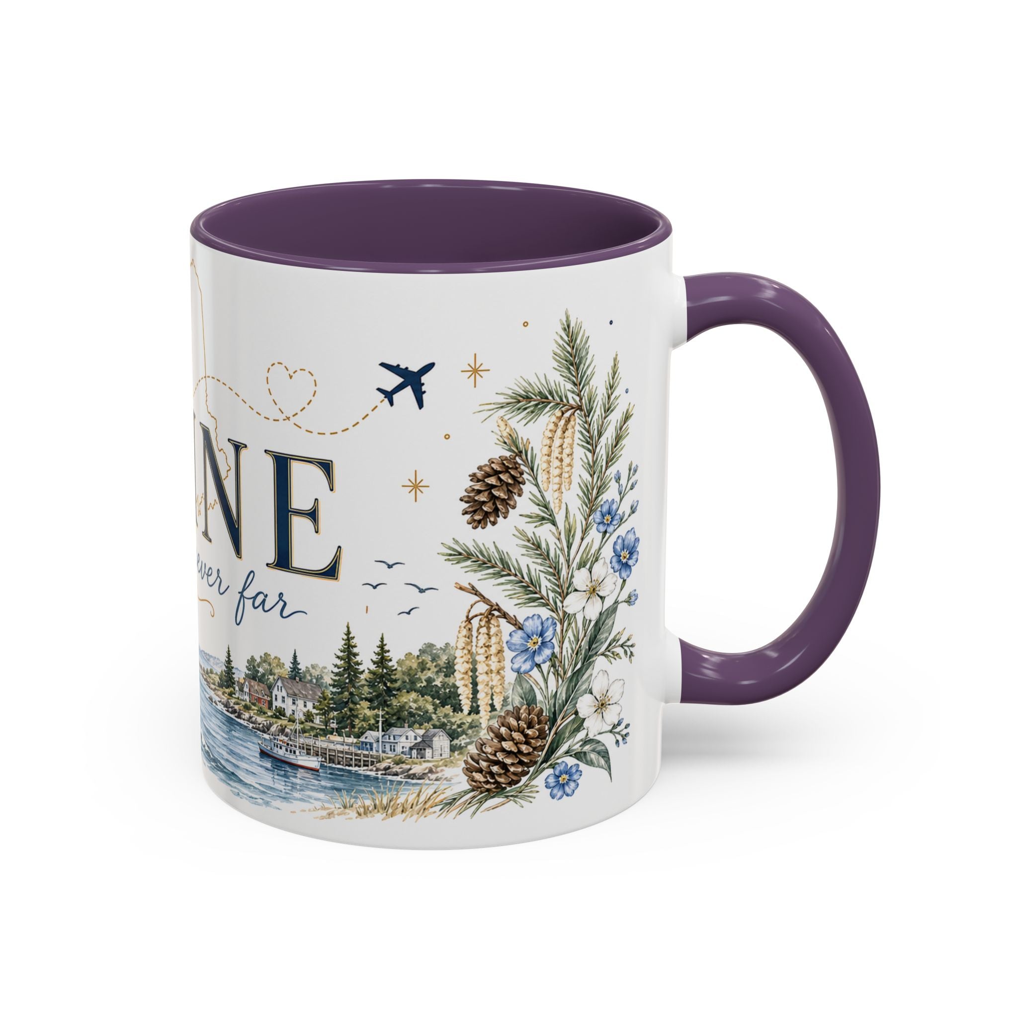 Maine State Mug | Moving Away, Long Distance Friendship Gift | 11oz 15oz Accent Mug
