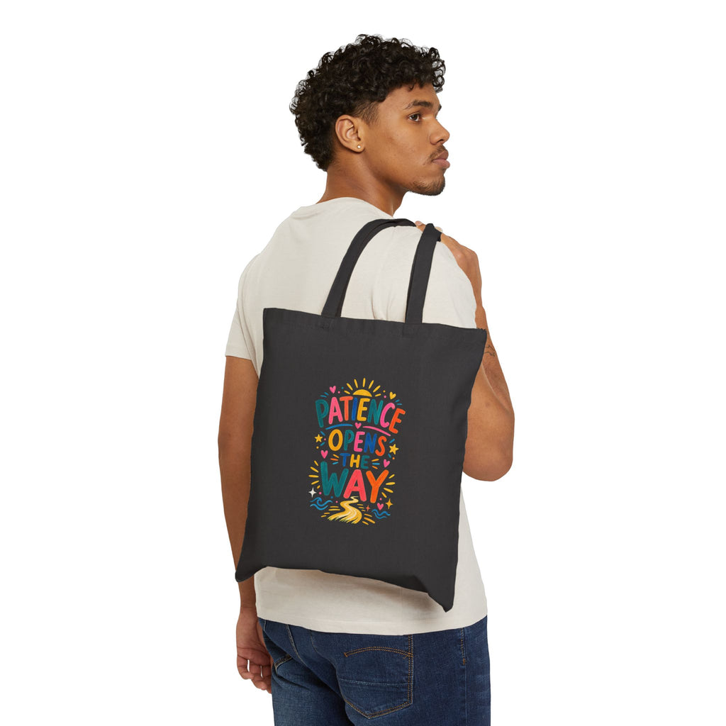 Patience Opens The Way Tote Bag | Ancient Wisdom Quote Canvas Bag | Colorful Philosophy Gift