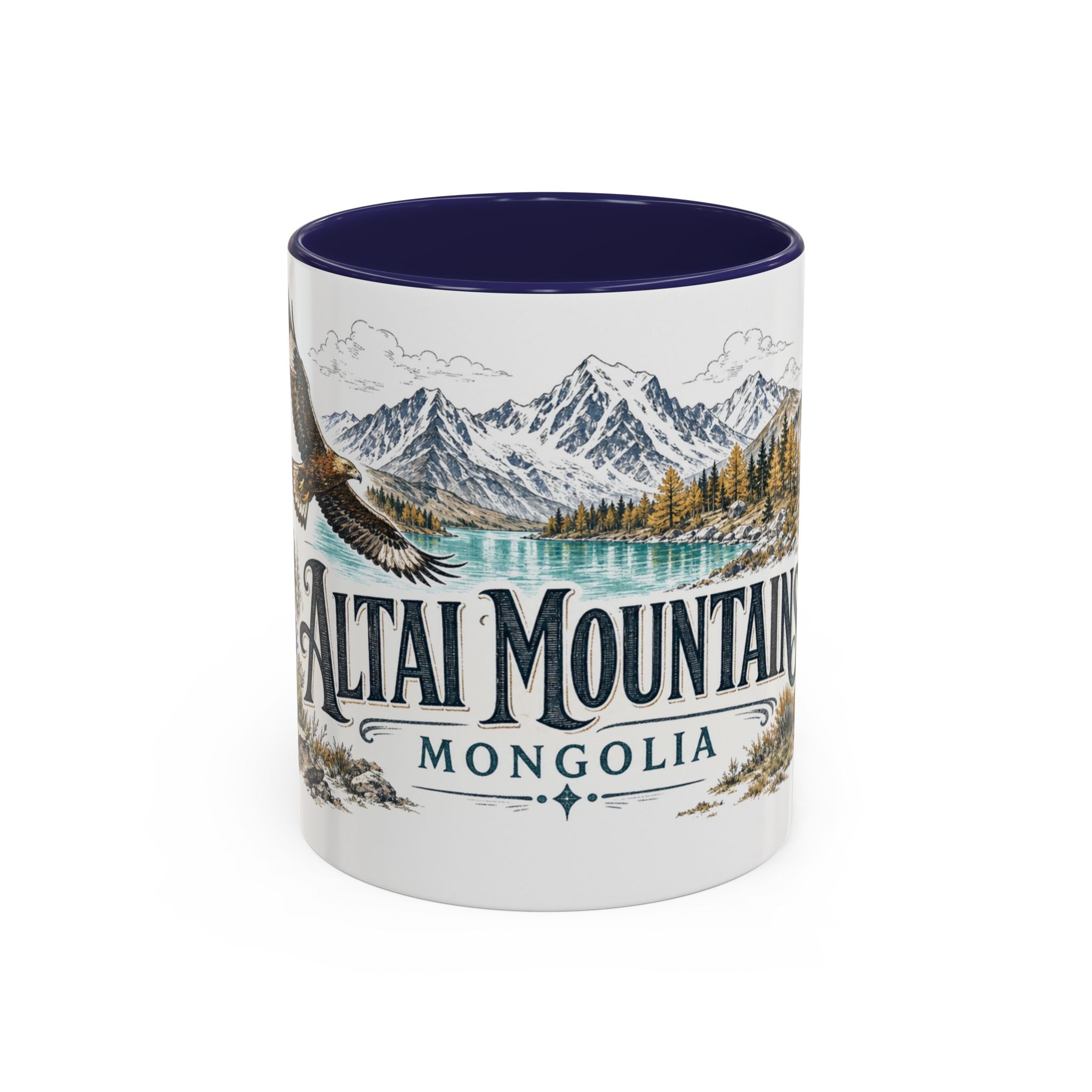 Altai Mountains Mug, Mongolia Travel Souvenir, Bucket List Gift, Accent Ceramic Coffee Mug 11oz 15oz
