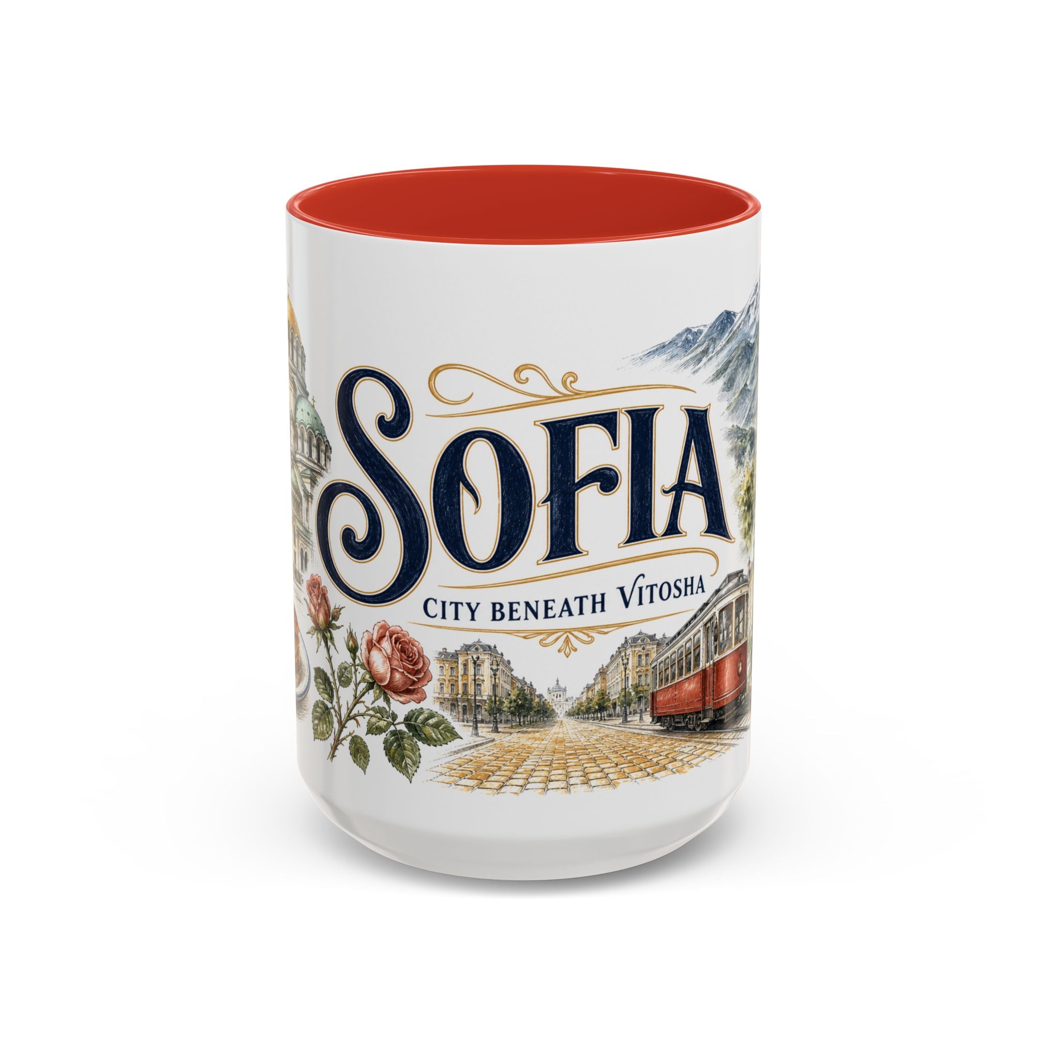 Sofia Coffee Mug | Bulgaria Travel Souvenir | Vintage Illustrated City Gift | 11 oz 15 oz Accent Mug