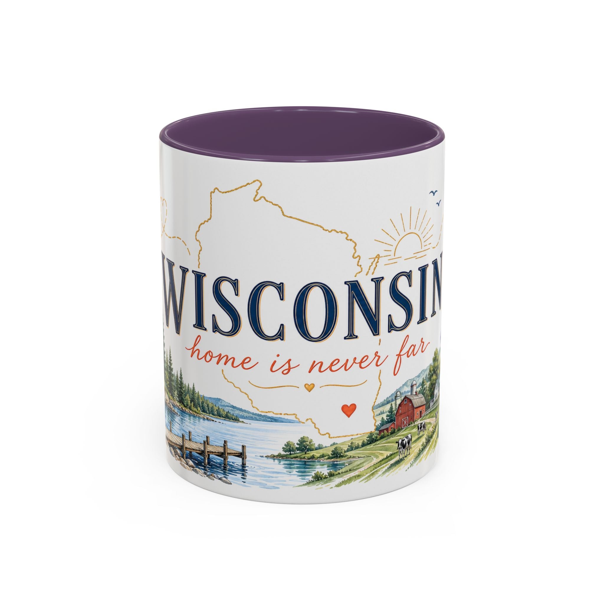 Wisconsin Home State Mug | Moving Away Gift | Long Distance Friendship Coffee Cup | 11oz 15oz Accent Mug