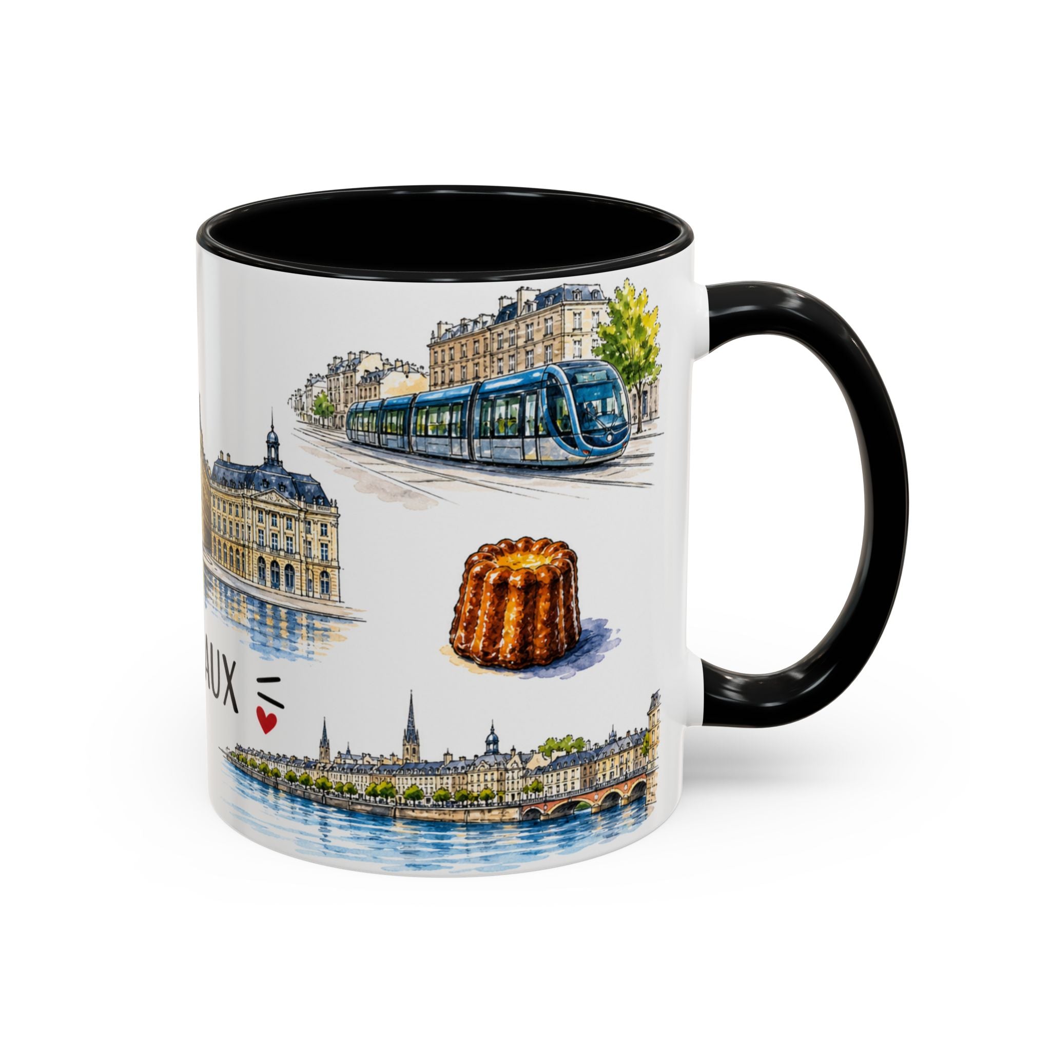 Bordeaux Illustrated Travel Mug | City Souvenir Accent Coffee Mug | 11oz 15oz Ceramic Cup