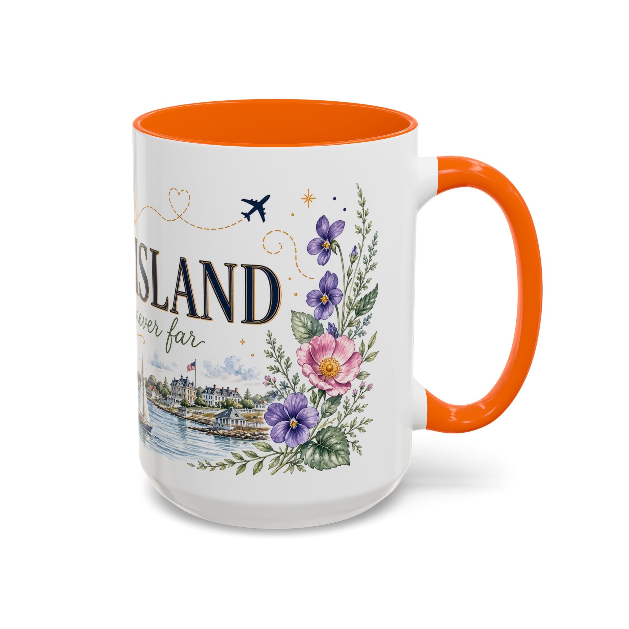 Rhode Island State Map Mug | Botanical Seaside Accent Cup (11oz or 15oz)