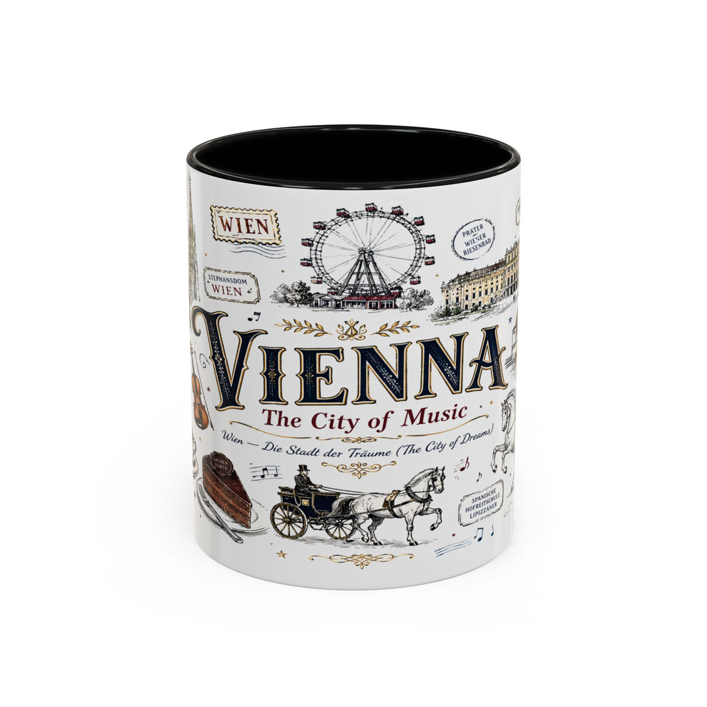Vienna Coffee Mug | Austria Souvenir Travel Gift | Accent Color Ceramic 11oz 15oz