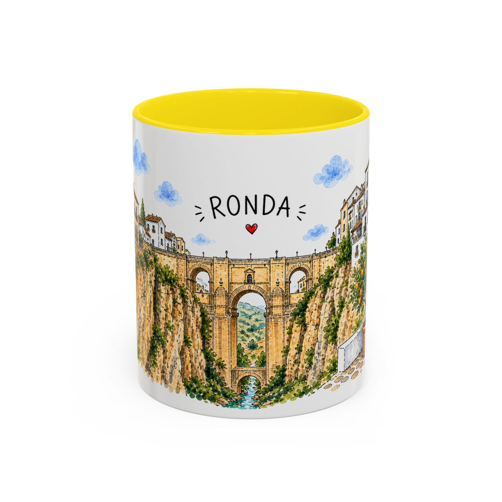 Ronda Illustrated Travel Mug | Spain Souvenir Accent Coffee Mug | 11oz 15oz Ceramic Cup