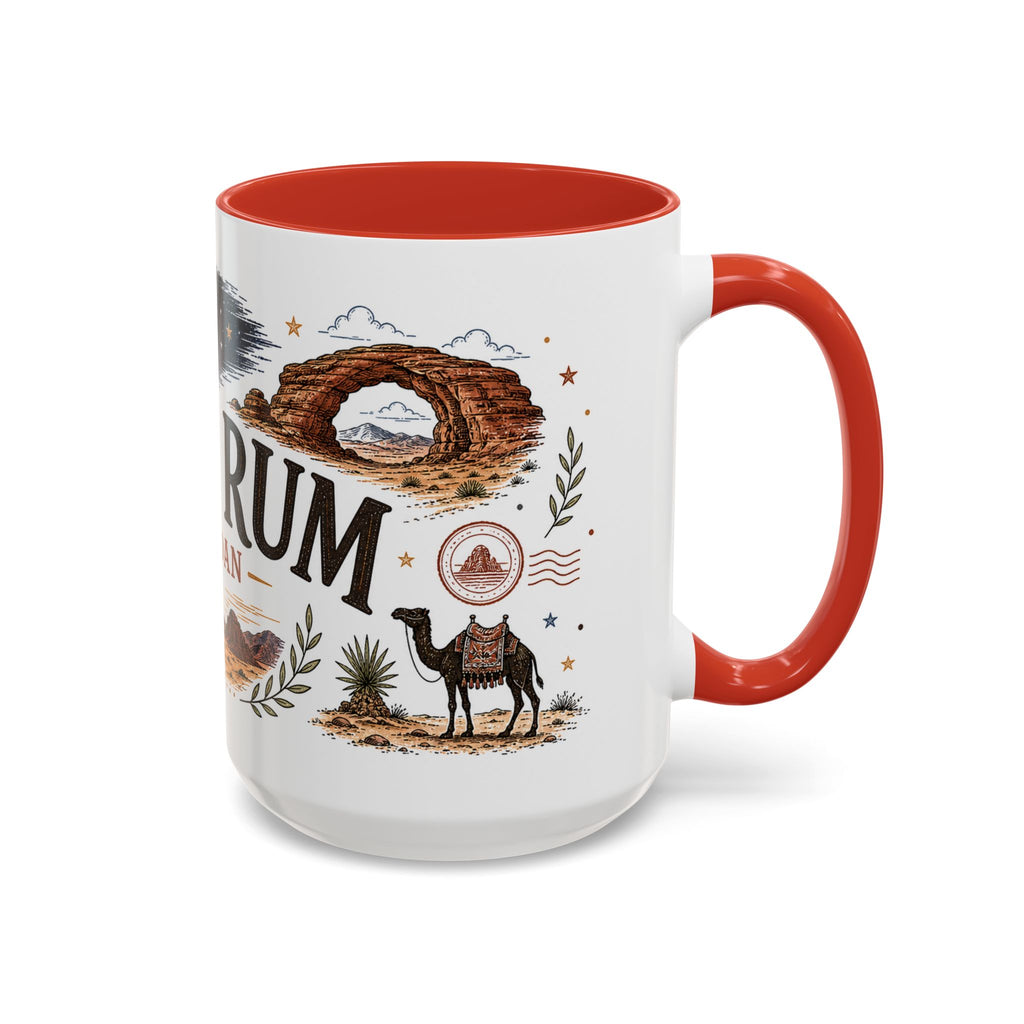 Wadi Rum Coffee Mug | Travel Destination Souvenir Gift | Accent Color Ceramic 11oz 15oz