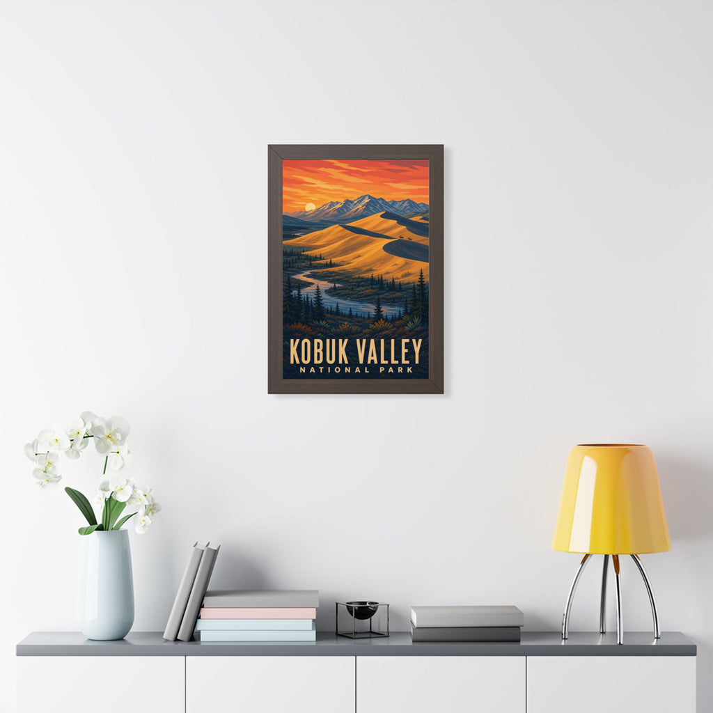 Kobuk Valley National Park Framed Poster | Vintage Travel Wall Art | Black Walnut White Frame | 16x24 20x30