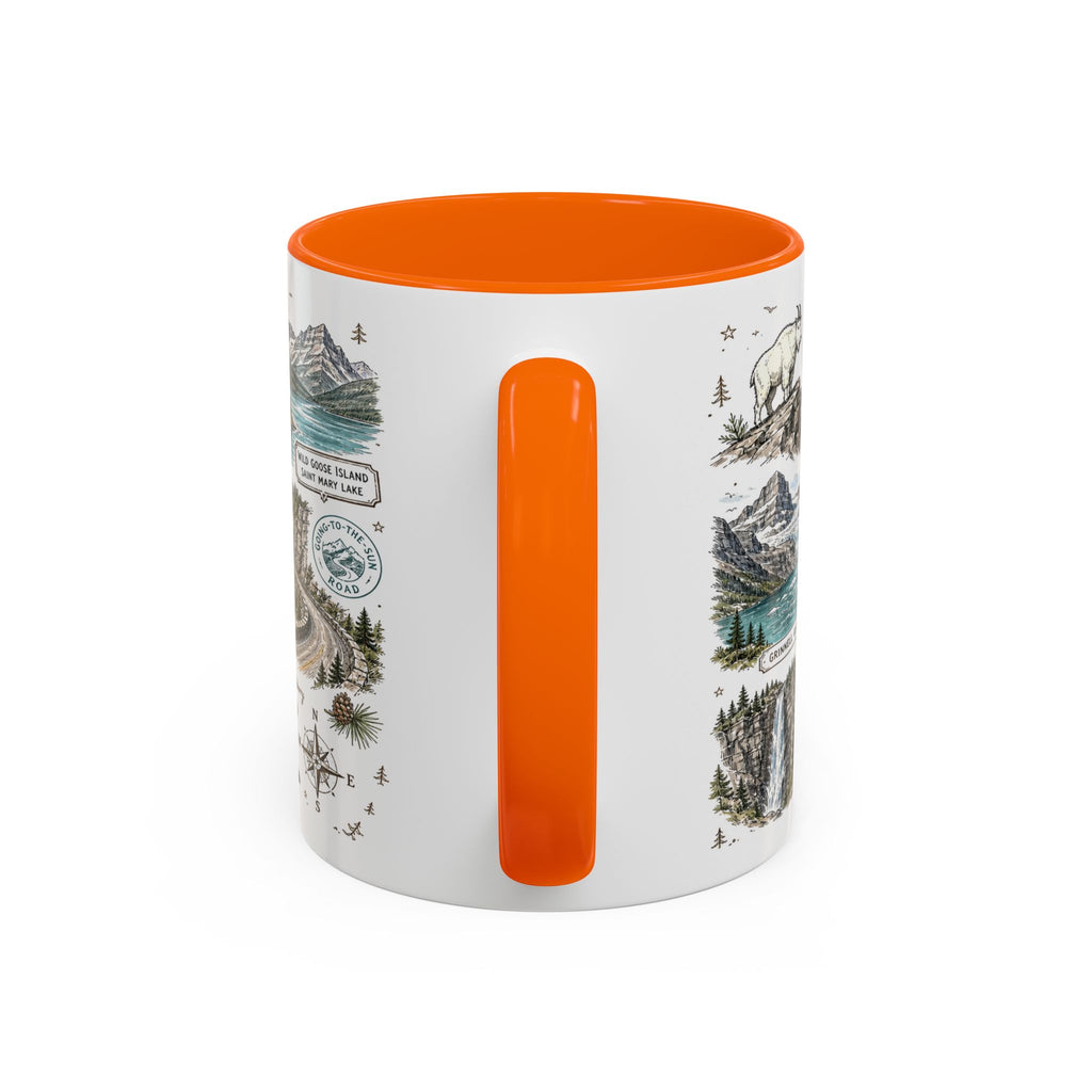 Glacier Coffee Mug | National Park Hiking Montana Gift | Accent Color Ceramic 11oz 15oz