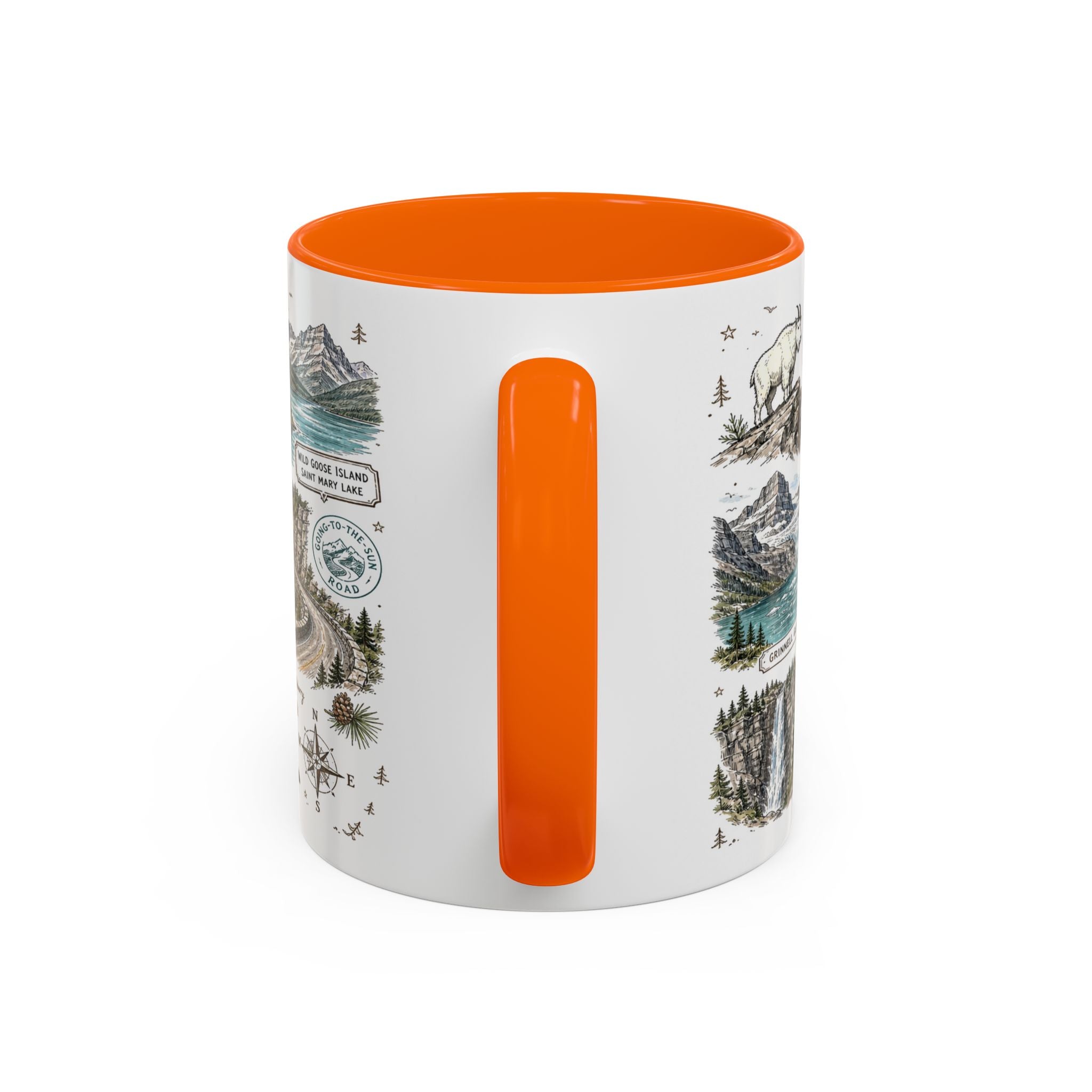 Glacier Coffee Mug | National Park Hiking Montana Gift | Accent Color Ceramic 11oz 15oz